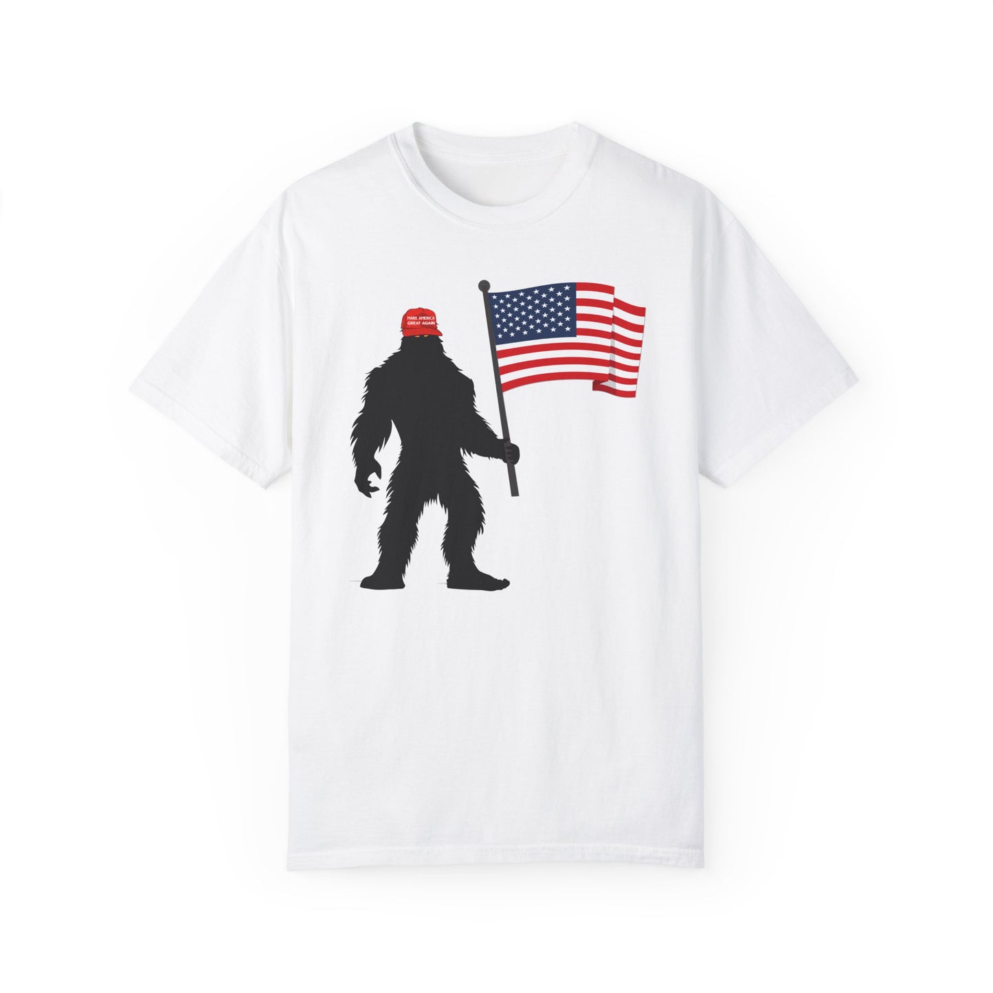 MAGA Hat Bigfoot USA Flag Color Comfort Unisex T-shirt