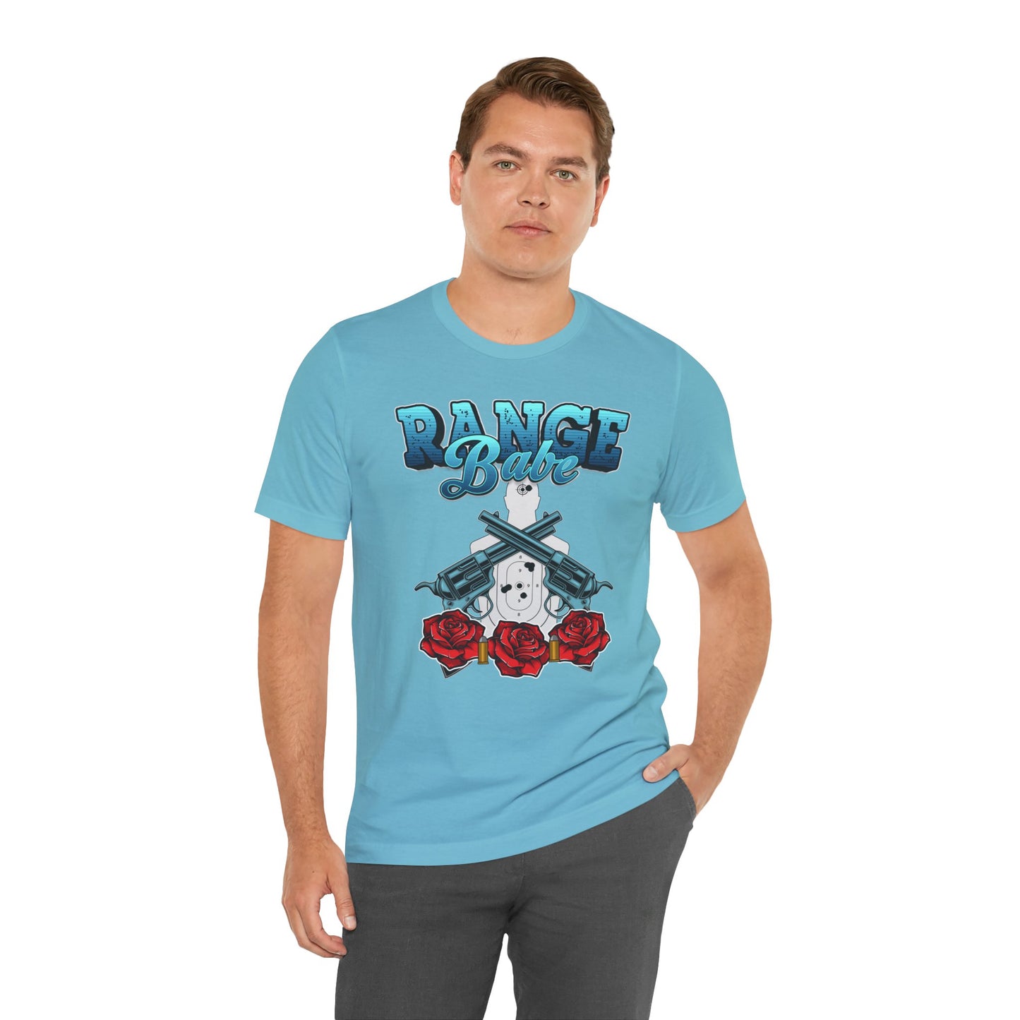 T-shirt, Range Babe tshirt, Badass, Woman, Gun, Rose, Self-defense, 2A, Political, America, USA, Freedom, Patriot Tee