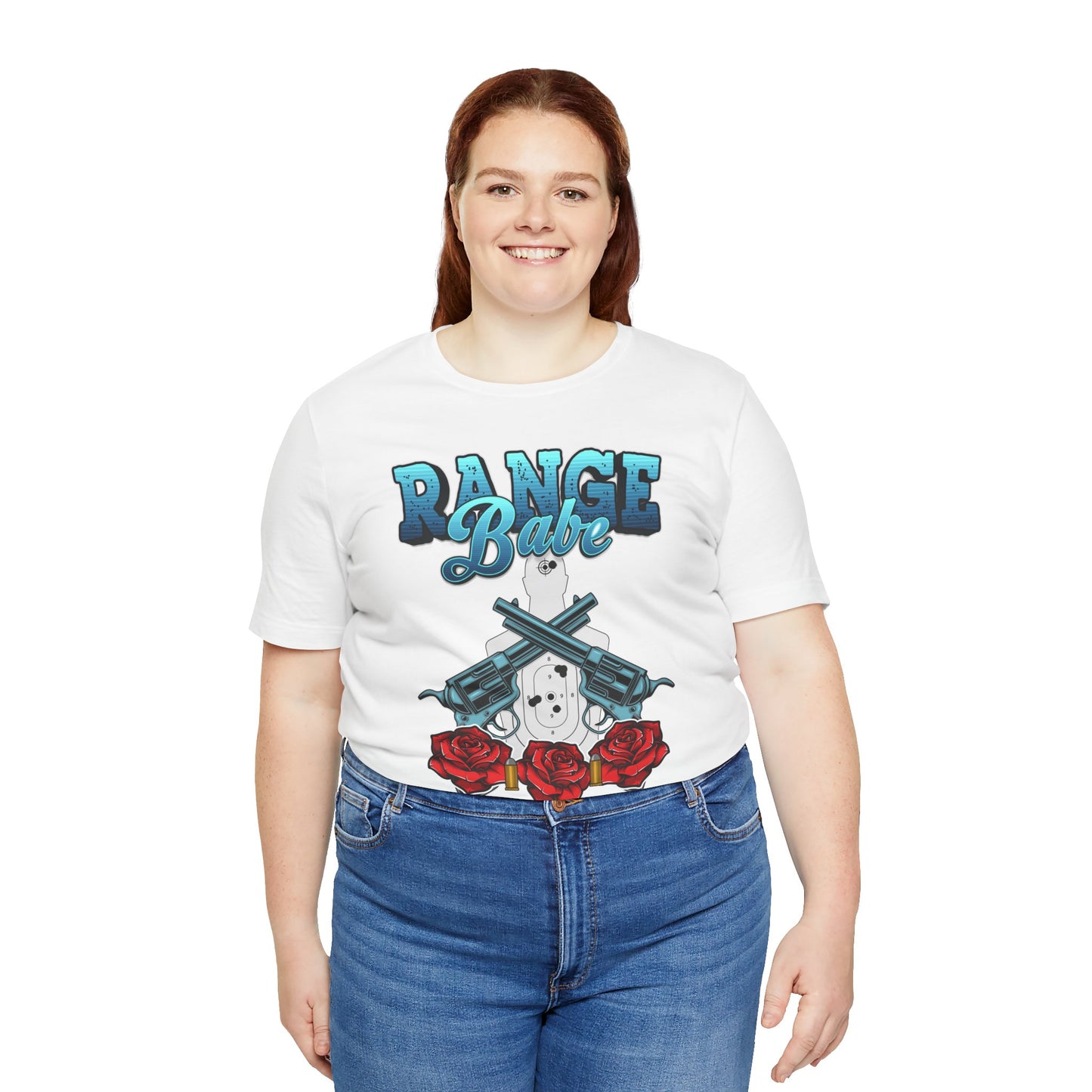 T-shirt, Range Babe tshirt, Badass, Woman, Gun, Rose, Self-defense, 2A, Political, America, USA, Freedom, Patriot Tee