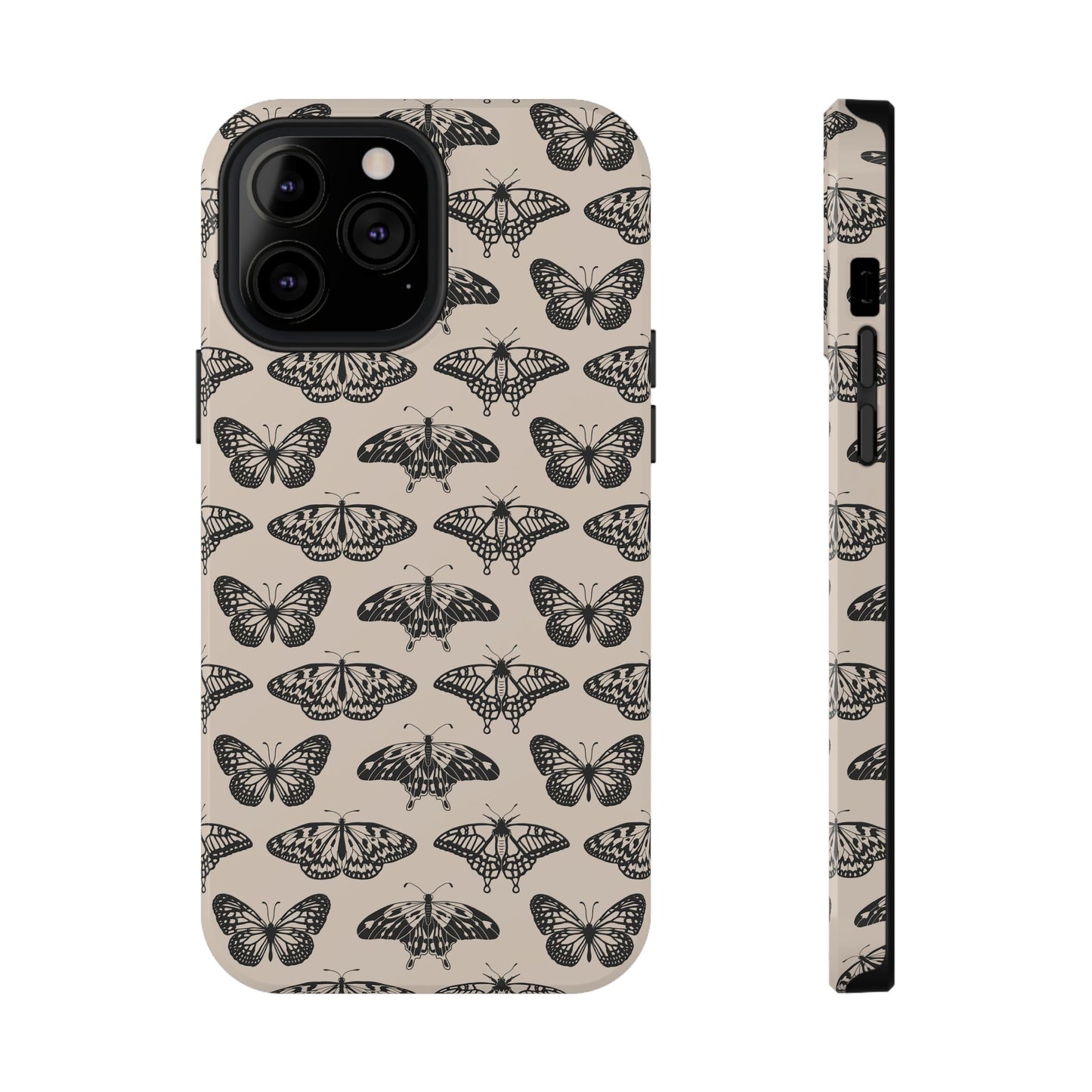 Vintage Black Butterfly Impact-Resistant Cases