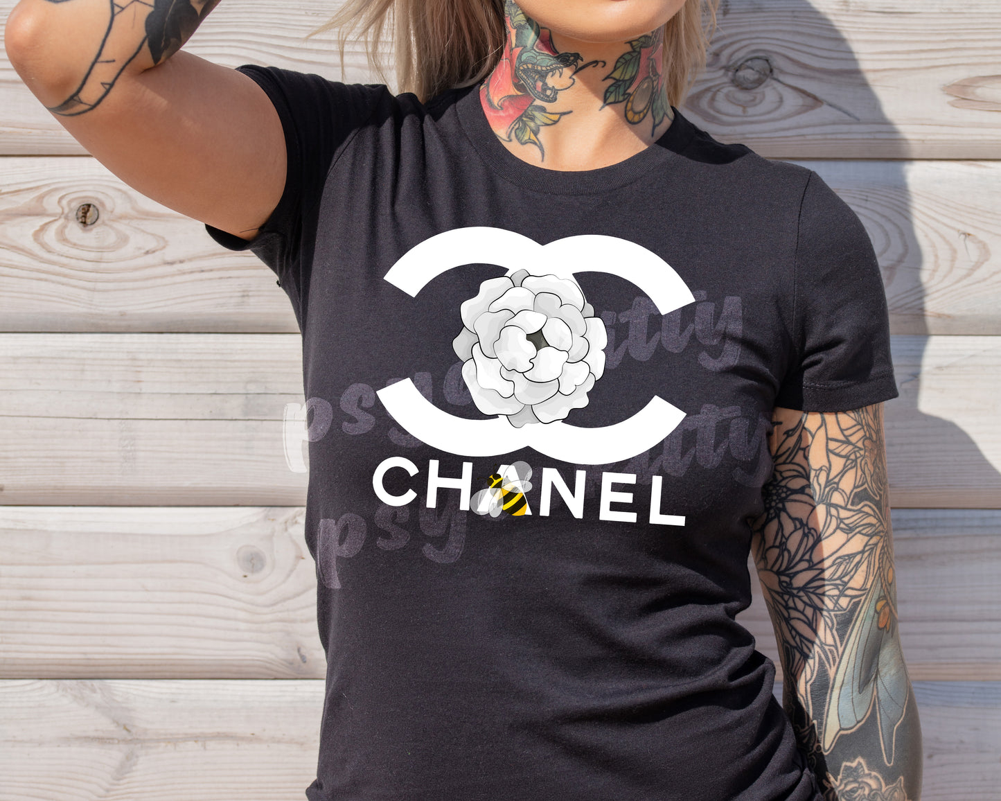 Women's Luxury CC Camellia Flower Bee Bella+Canvas Graphic Tshirt
