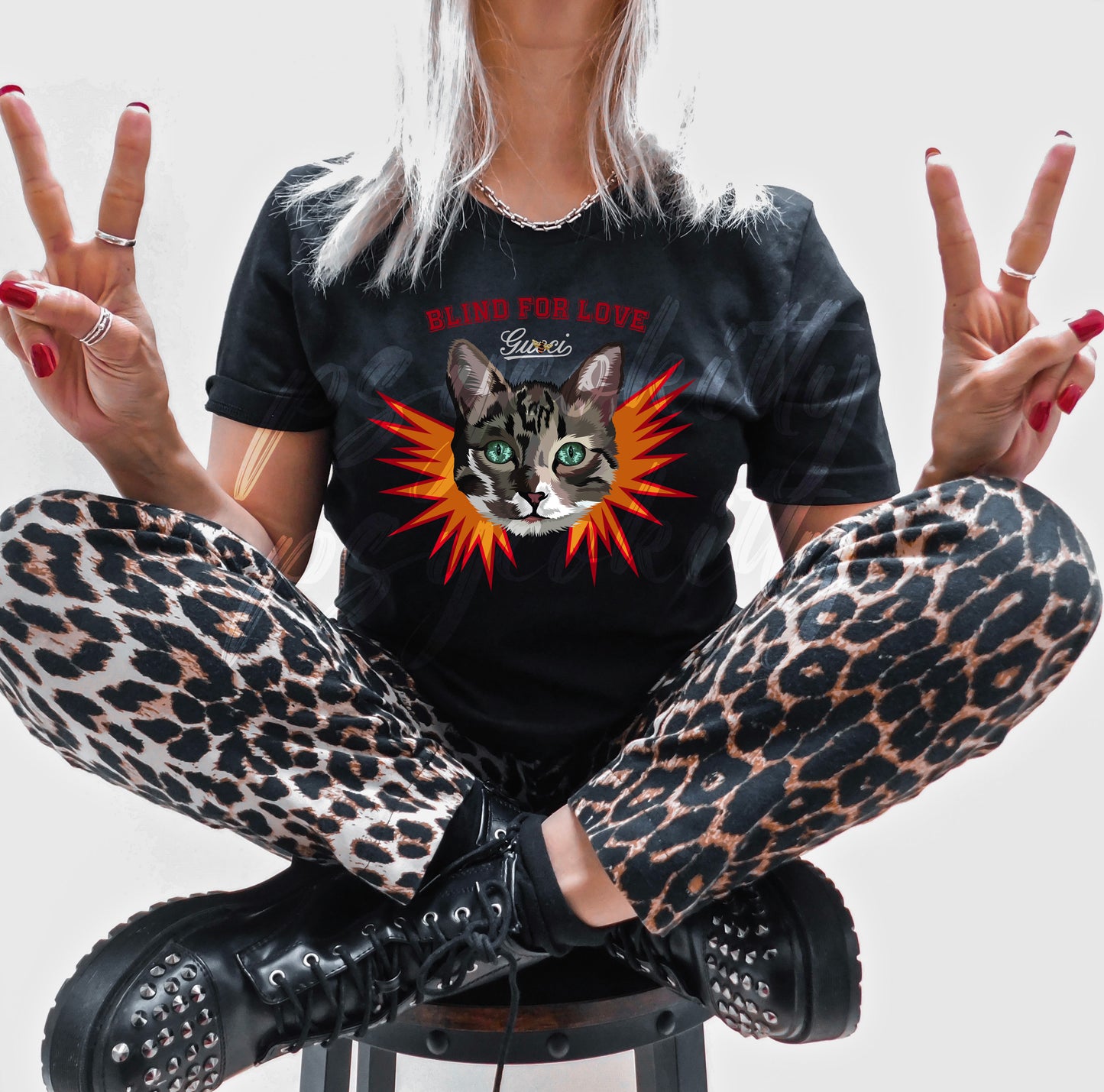 Luxury Dupe GG Blind For Love Cat Bella+Canvas Tshirt