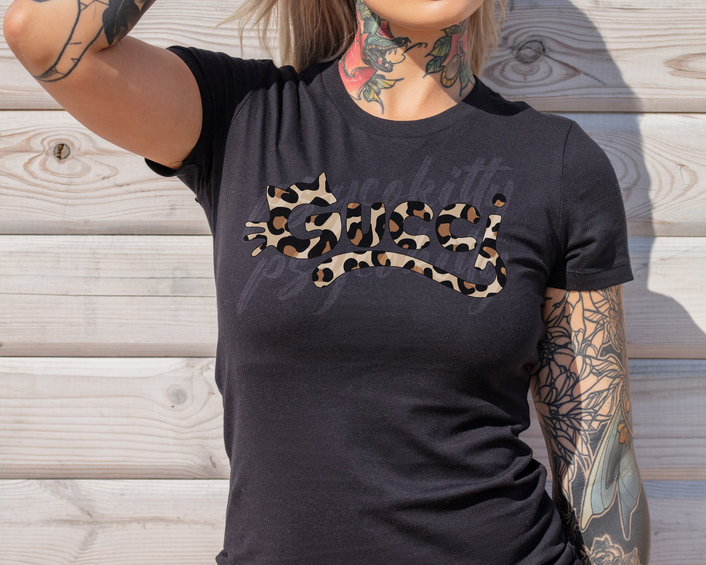 Women's Luxury GG Leopard Cat Bella+Canvas Graphic Tshirt