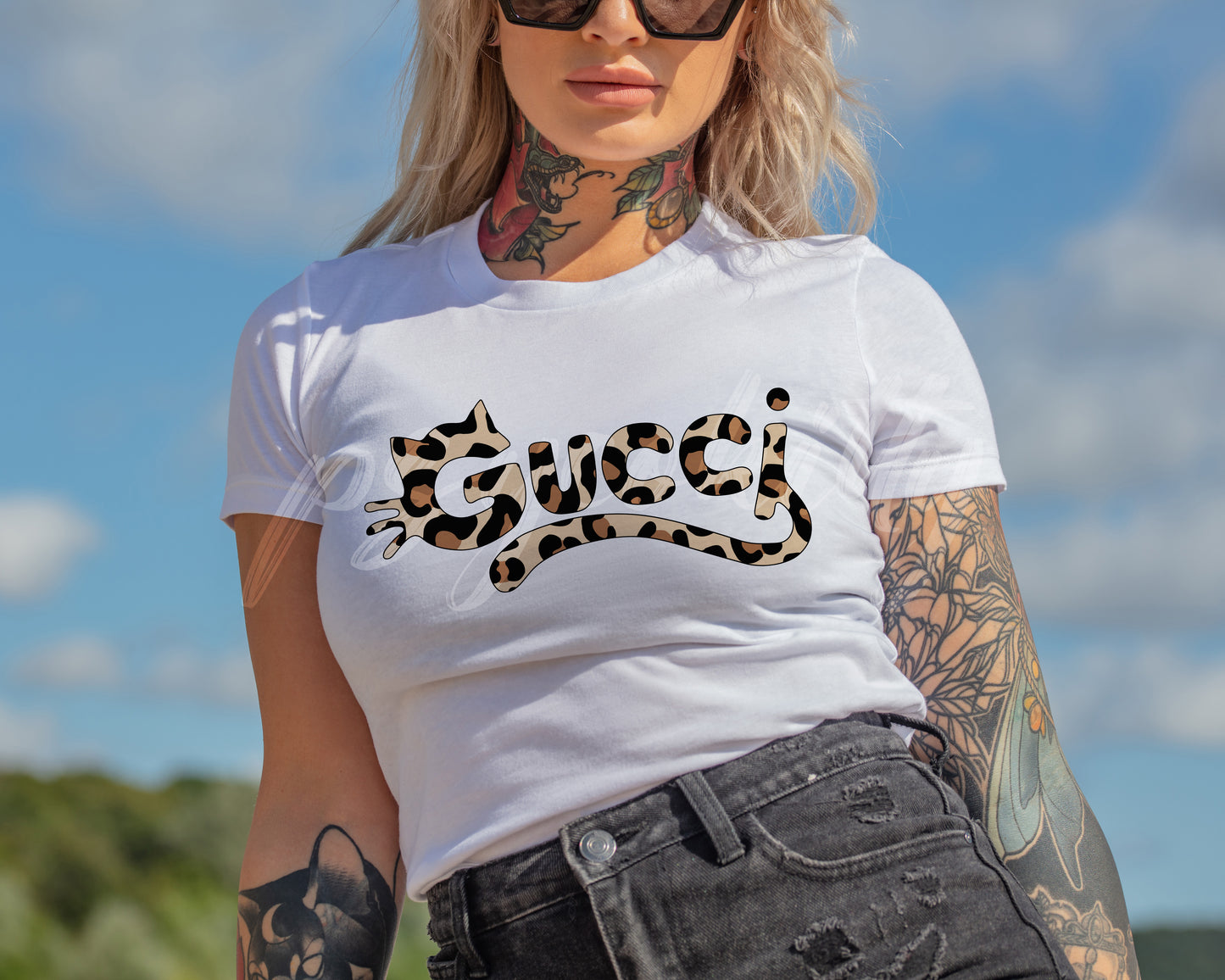 Women's Luxury GG Leopard Cat Bella+Canvas Graphic Tshirt