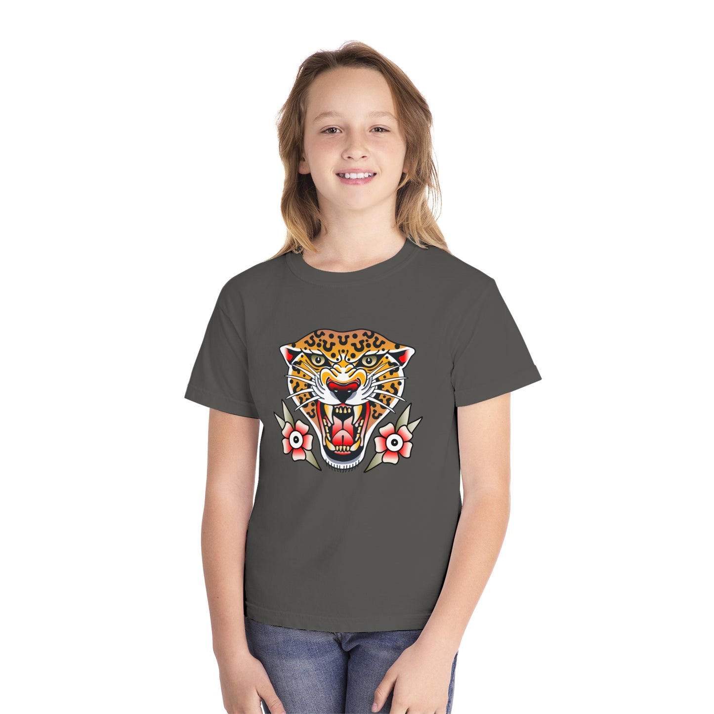 Rebel Leopard Youth Midweight Comfort Colors Tee