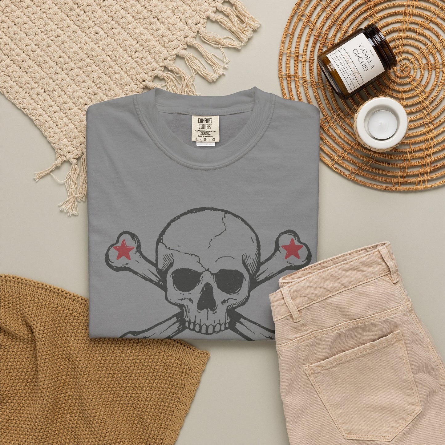 Skull and stars Rock-n-Roll Color Comfort Graphic Tee