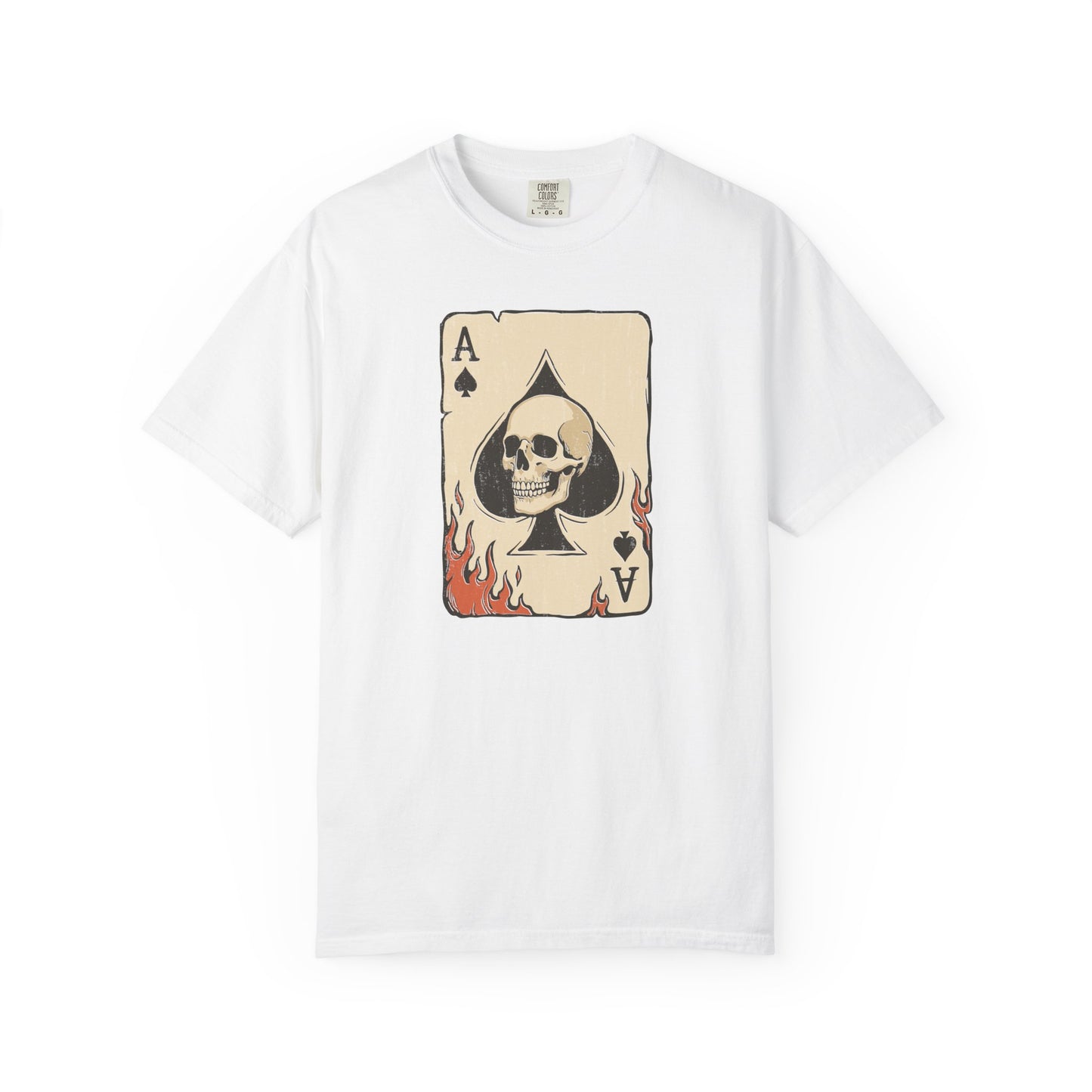 Vintage Ace Card with Skull and Flames Comfort Graphic Tee
