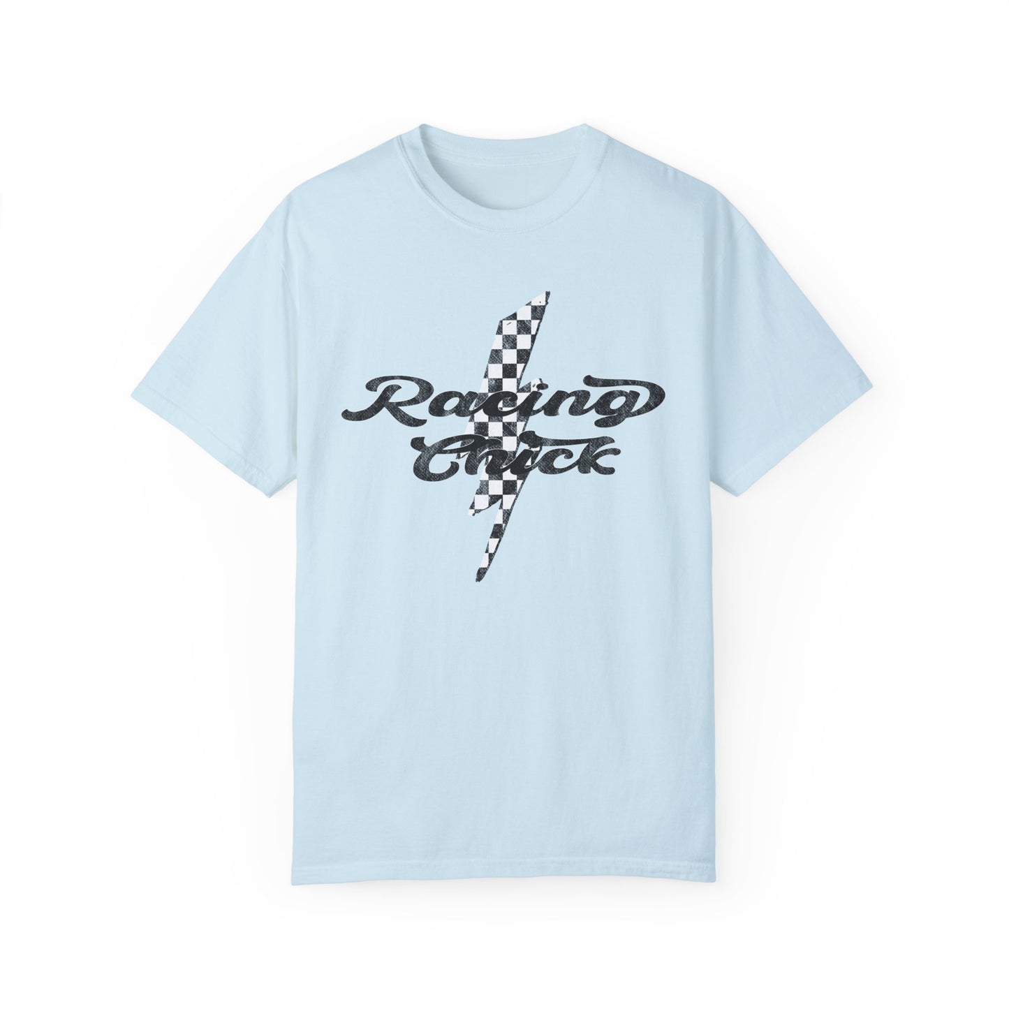 Racing Chick Black and White Check Lighting Color Comfort Tshirt