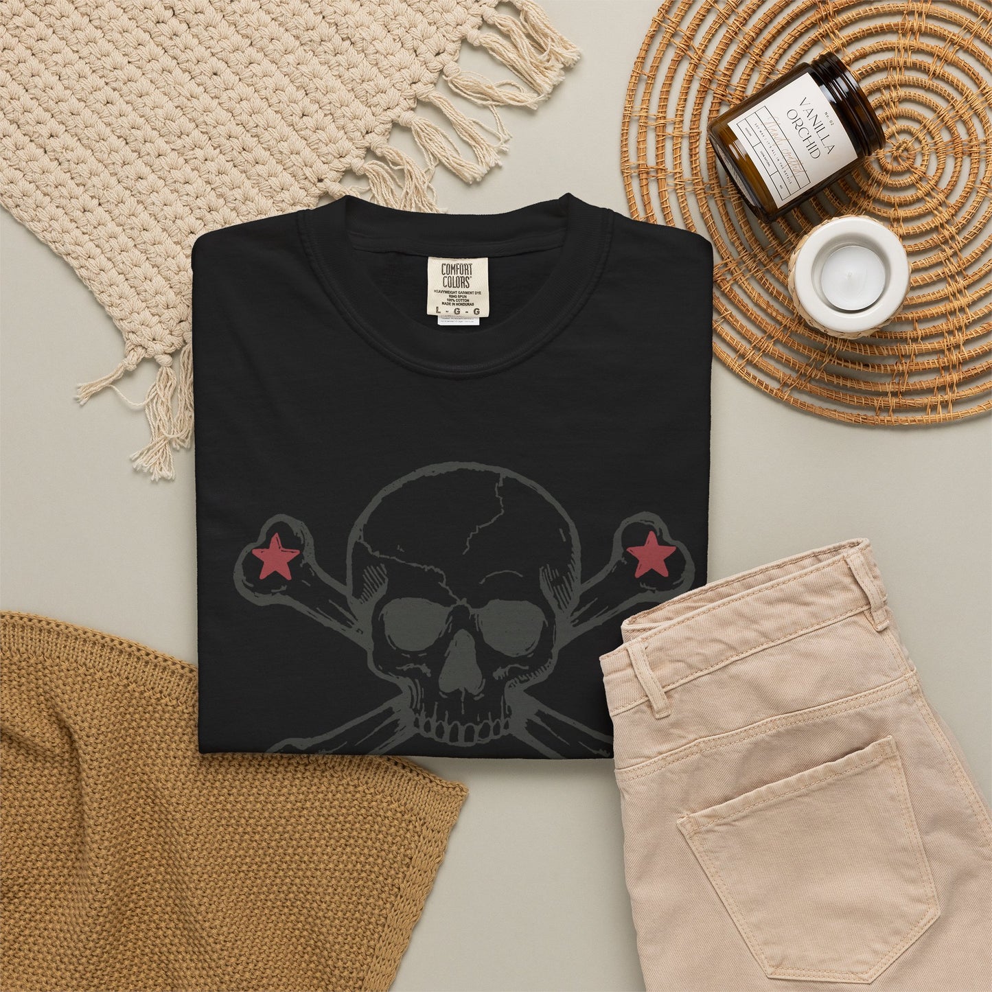 Skull and stars Rock-n-Roll Color Comfort Graphic Tee