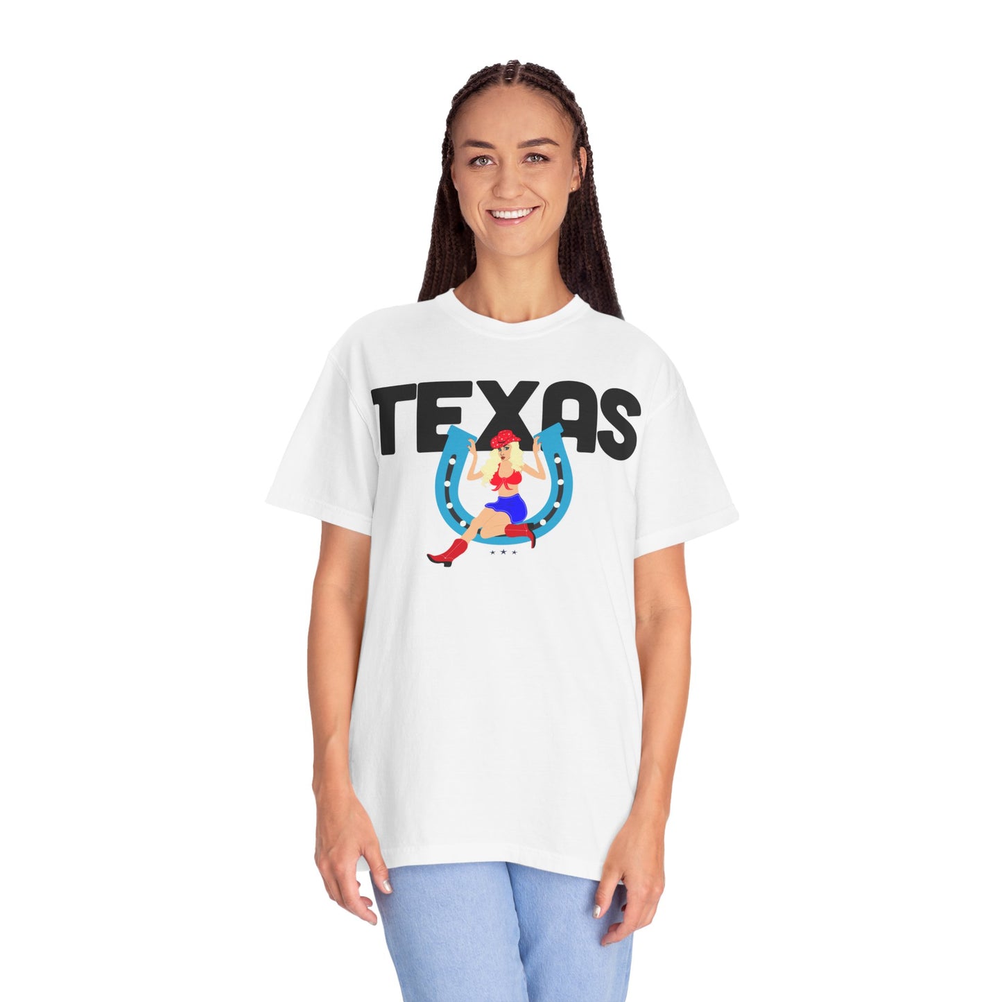 Texas Dover Dixie Horseshoe PinUp Color Comfort Unisex Garment-Dyed T-shirt