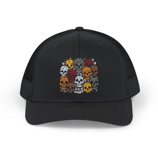 Day of the Dead Skull Embroidery Snapback Trucker Cap