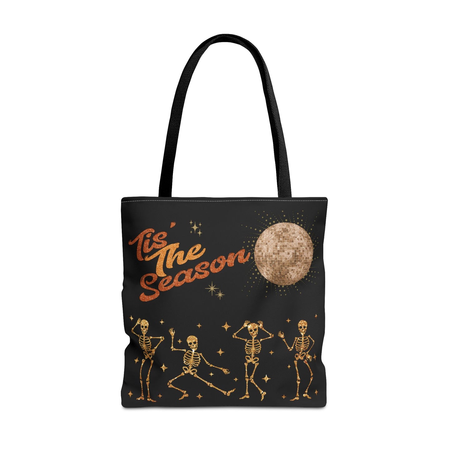 Halloween Tis The Season Disco Ball Skeleton Tote Bag 3 sizes