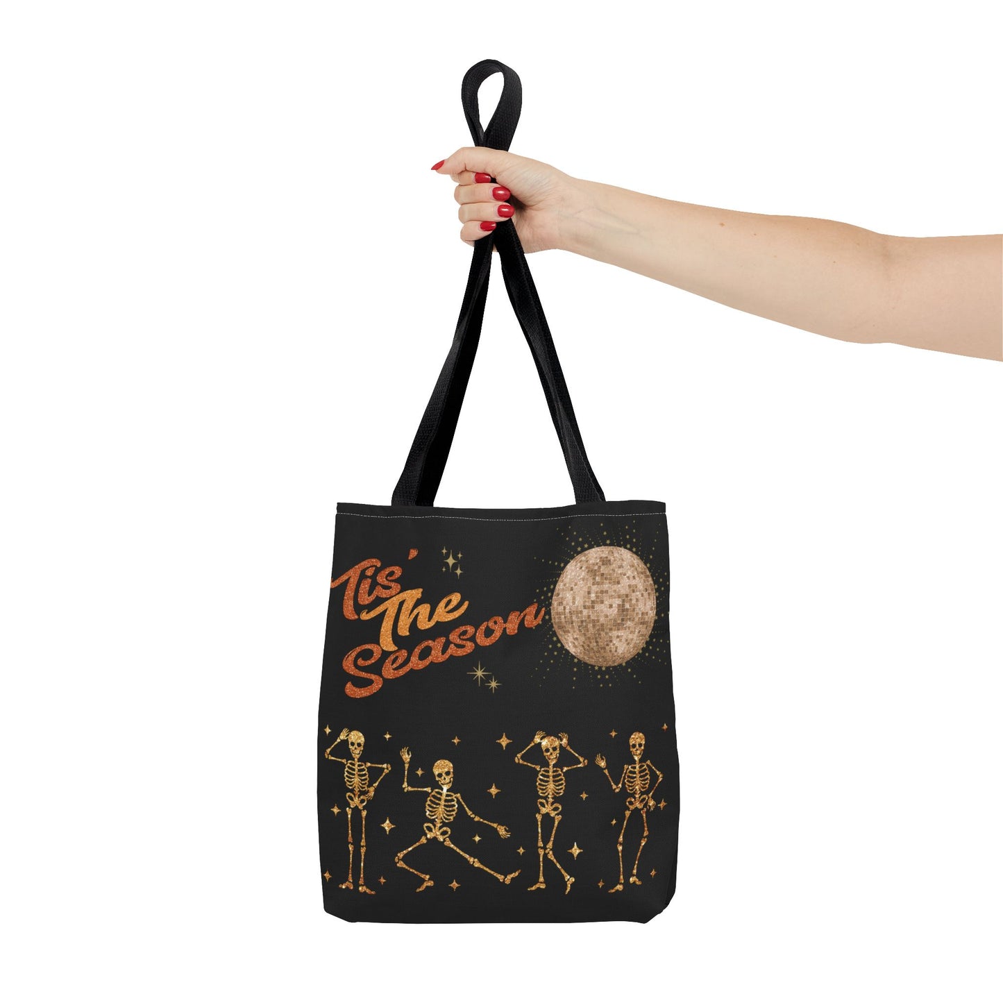 Halloween Tis The Season Disco Ball Skeleton Tote Bag 3 sizes