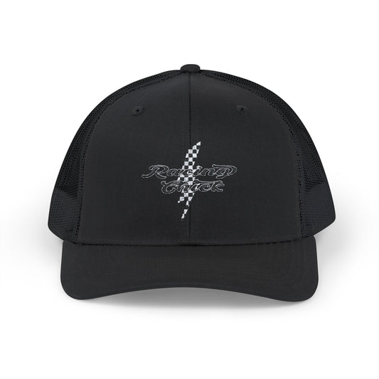 Racing Chick Check Lightening Embroidery Snapback Trucker Cap