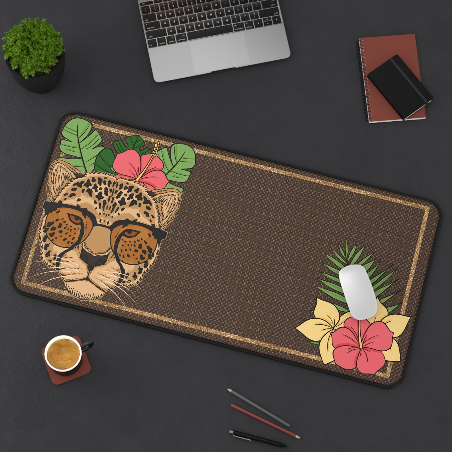 Luxe L V Tropical Leopard Desk Mat