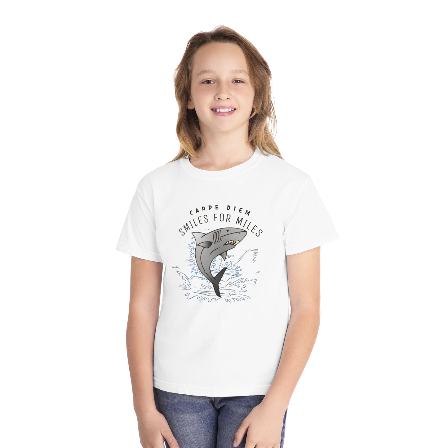 Carpe Diem Smiles for Miles Shark Youth Color Comfort Tee