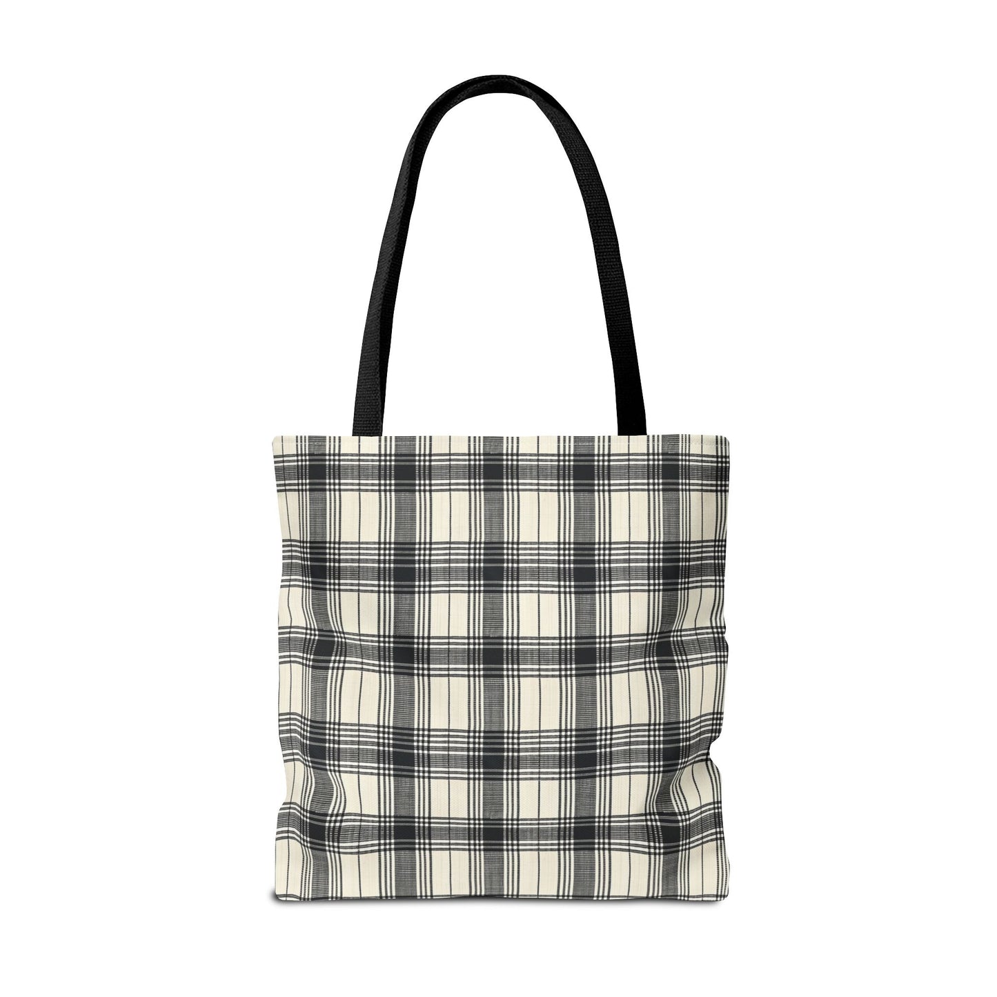 Black and Tan Plaid Tote Bag 3 sizes