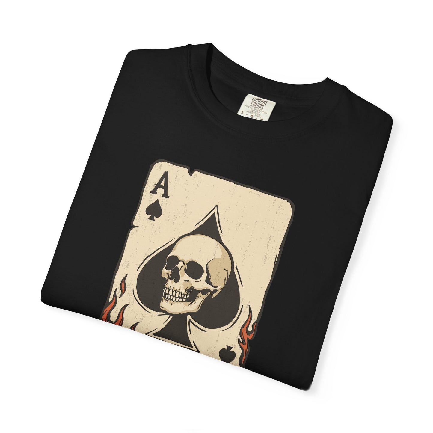 Vintage Ace Card with Skull and Flames Comfort Graphic Tee