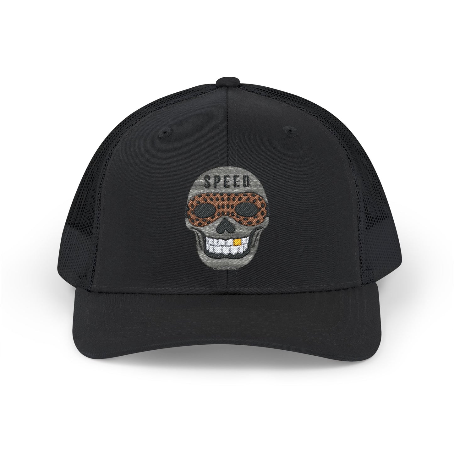 Speed Racing Skull Embroidery Snapback Trucker Cap