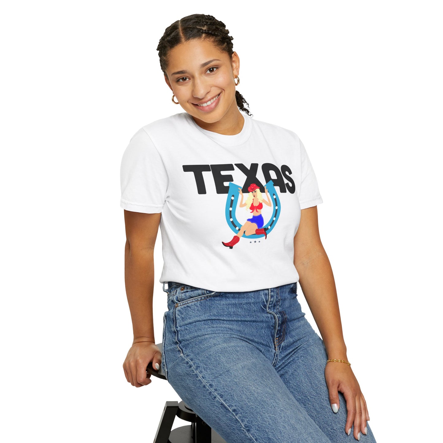 Texas Dover Dixie Horseshoe PinUp Color Comfort Unisex Garment-Dyed T-shirt