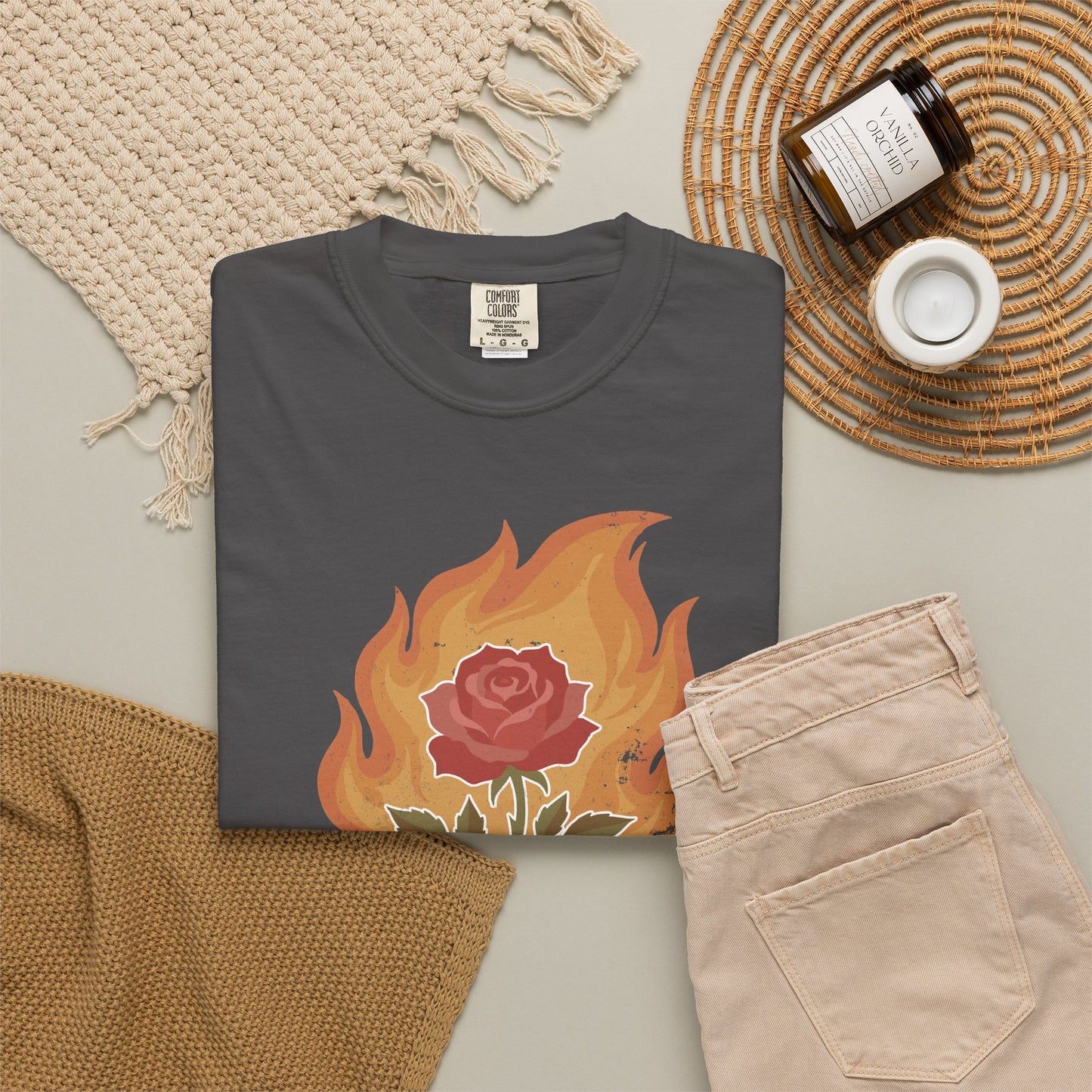 Vintage Fire Rose Comfort Graphic Tee