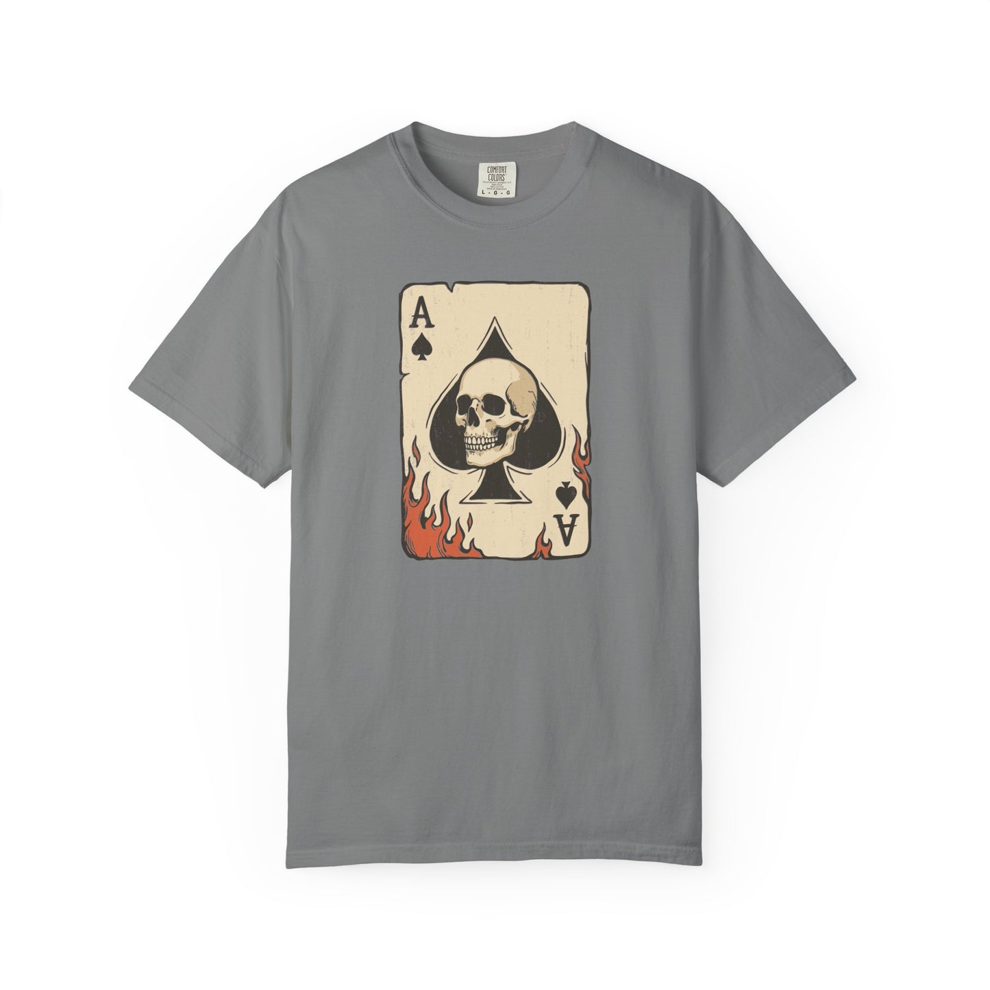 Vintage Ace Card with Skull and Flames Comfort Graphic Tee