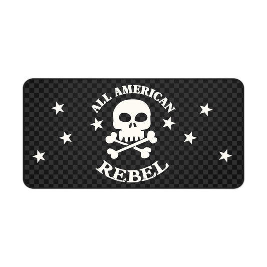 All American Rebel Skull Crossbones Check Desk Mat