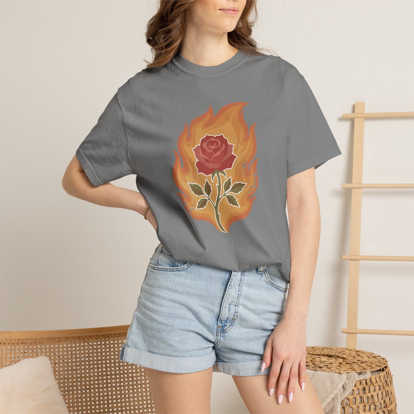 Vintage Fire Rose Comfort Graphic Tee