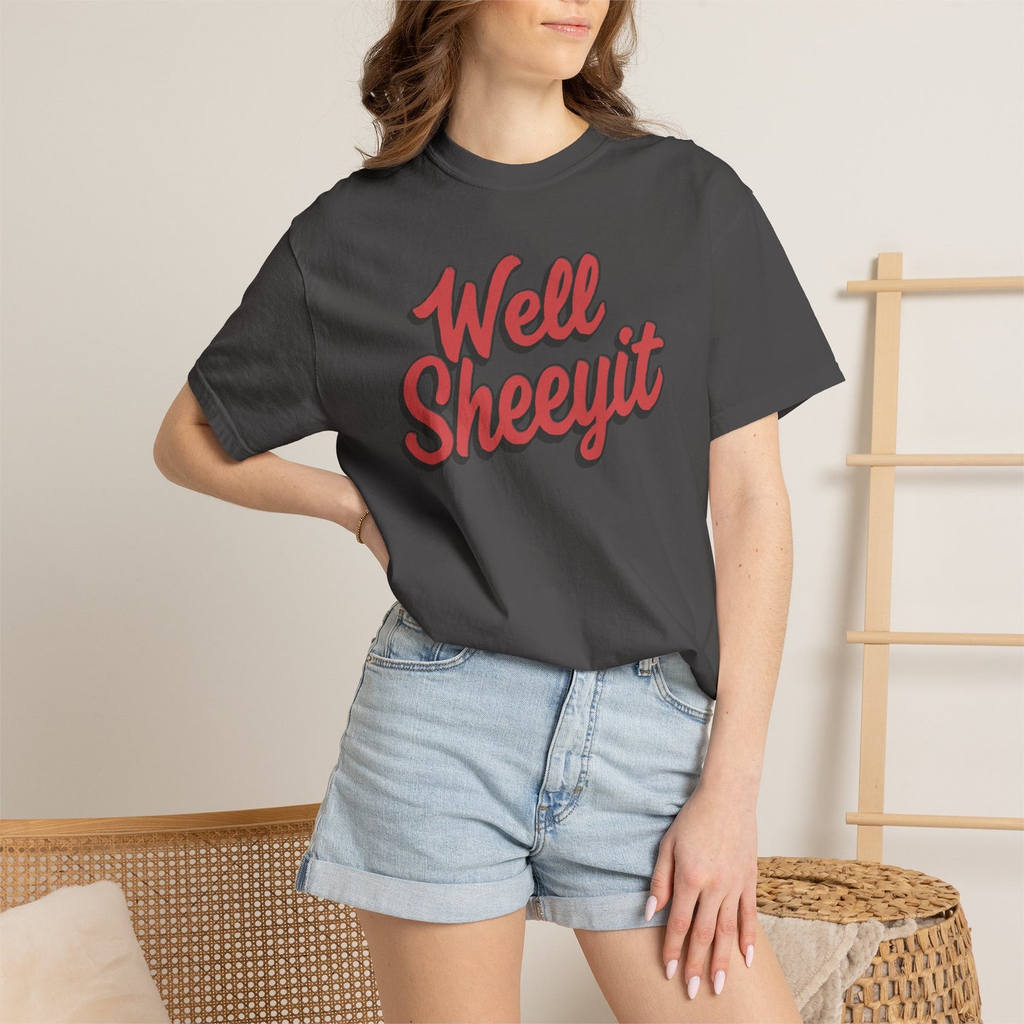 Well Sheeyit Text Humor Comfort Graphic Tee