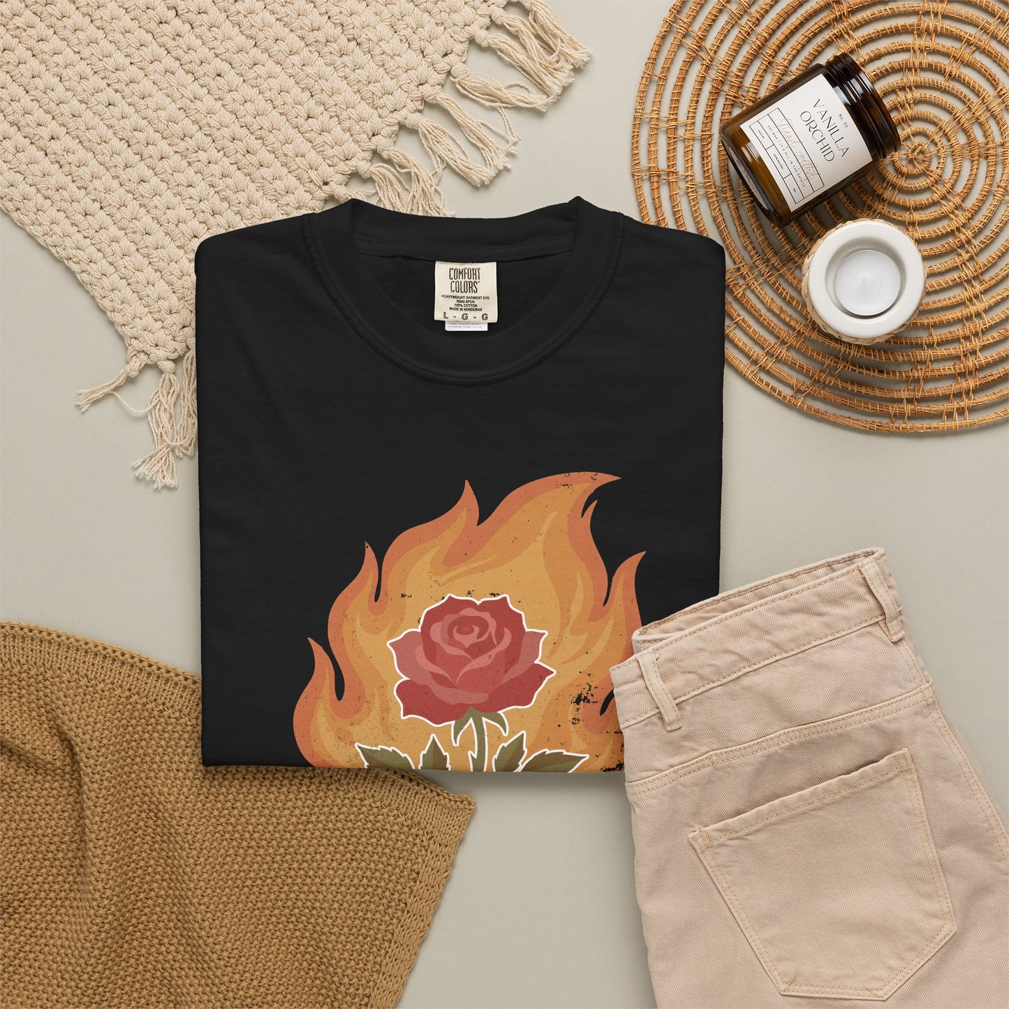 Vintage Fire Rose Comfort Graphic Tee