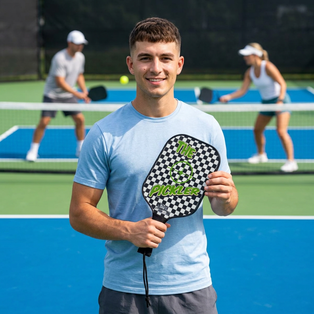 Pickleball Paddle Set – "The Pickler" Checkered Design with 2 Balls