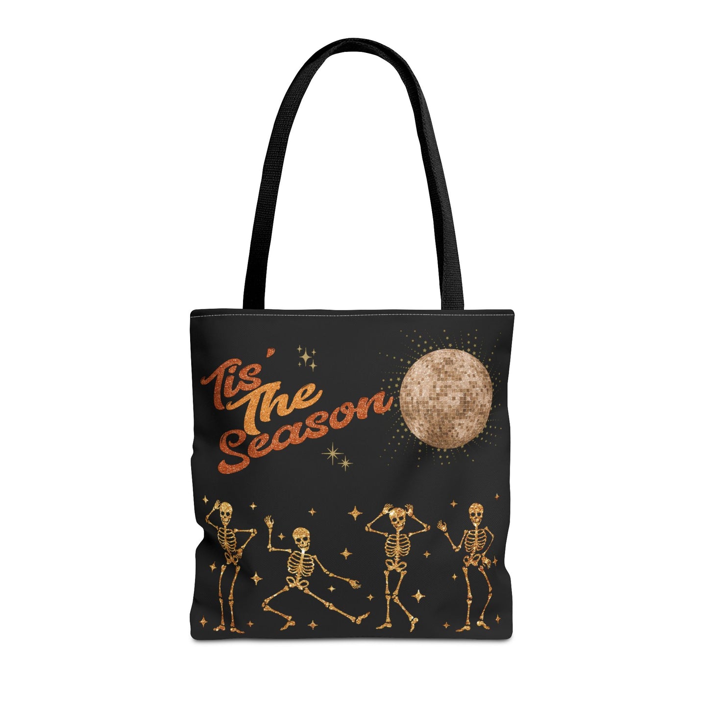 Halloween Tis The Season Disco Ball Skeleton Tote Bag 3 sizes