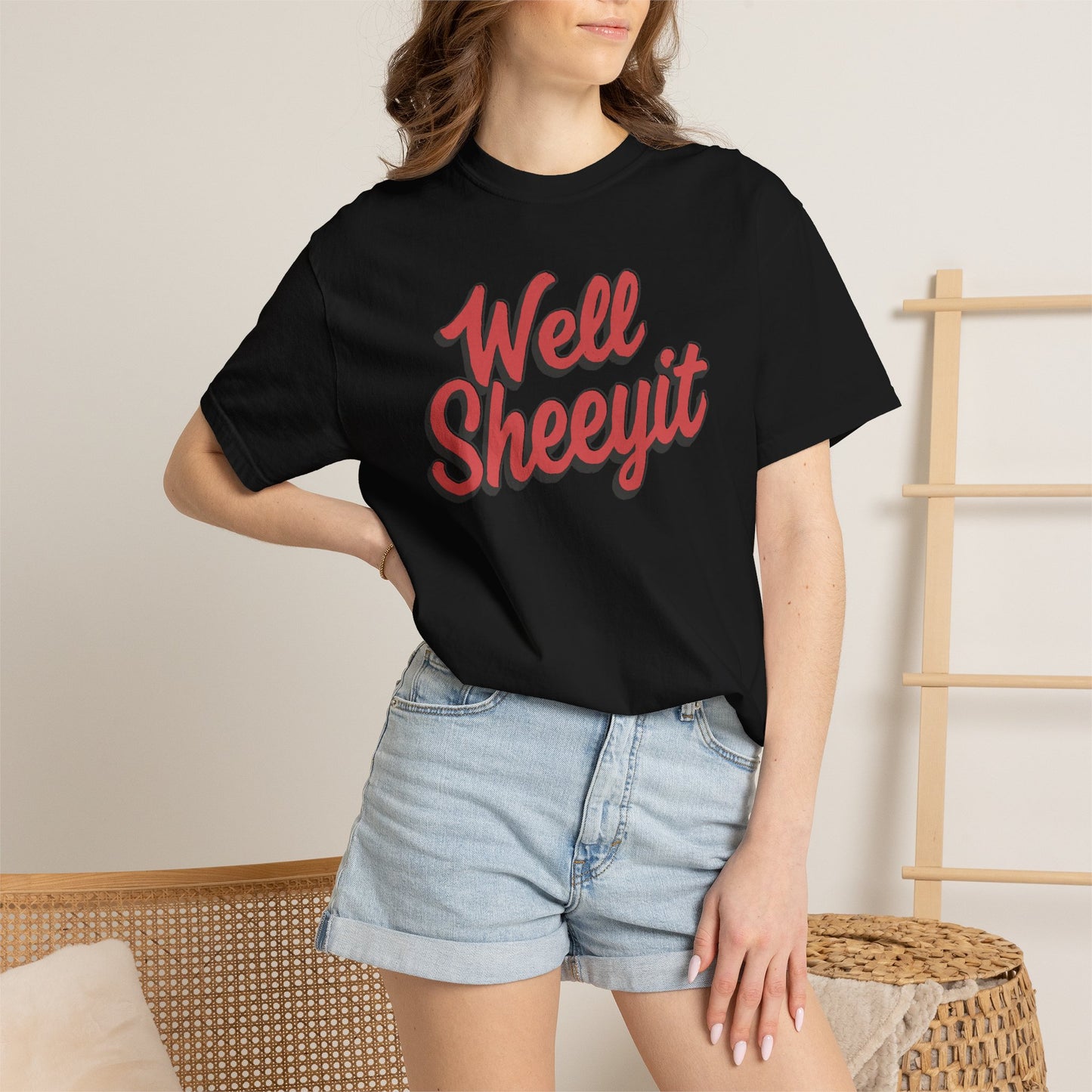 Well Sheeyit Text Humor Comfort Graphic Tee