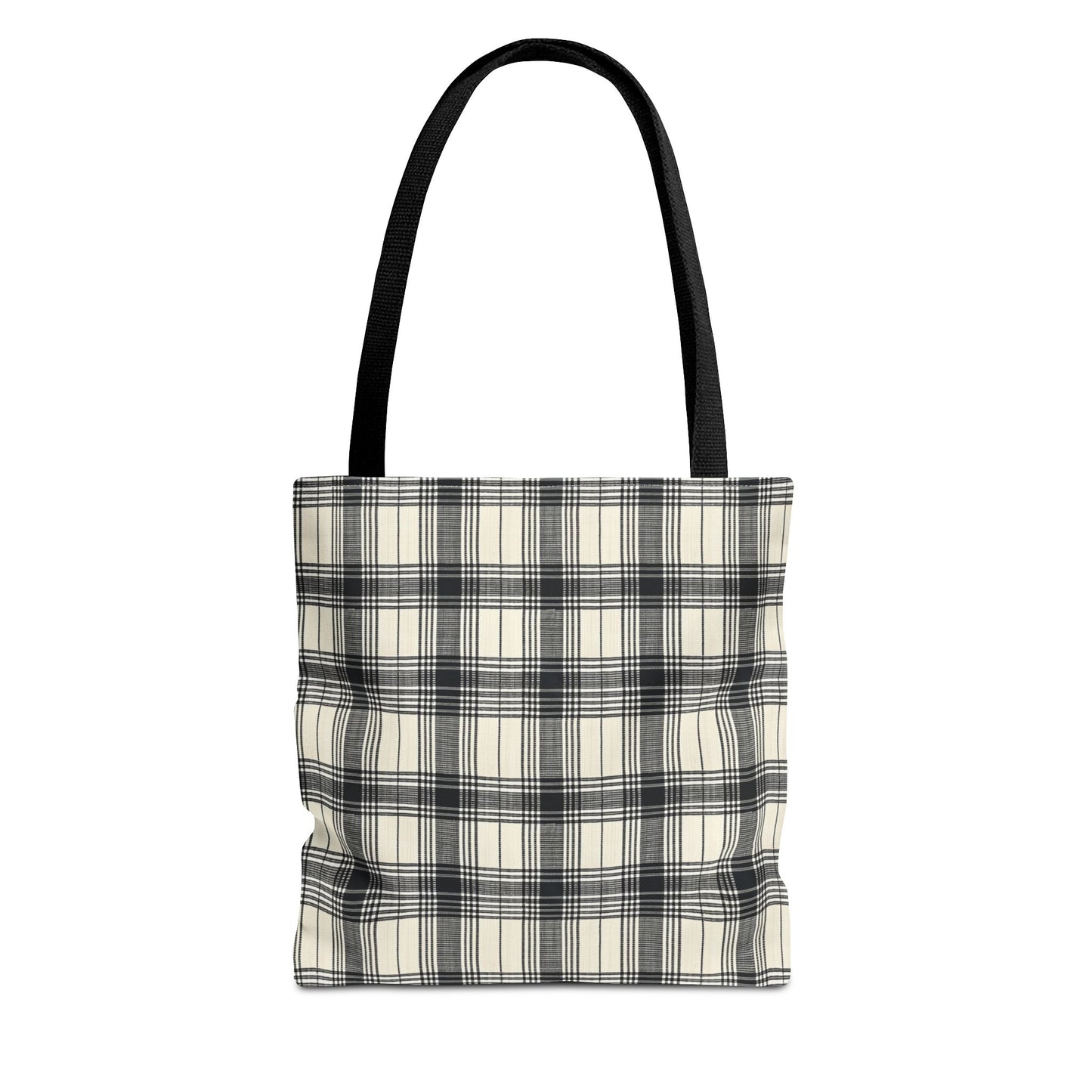 Black and Tan Plaid Tote Bag 3 sizes