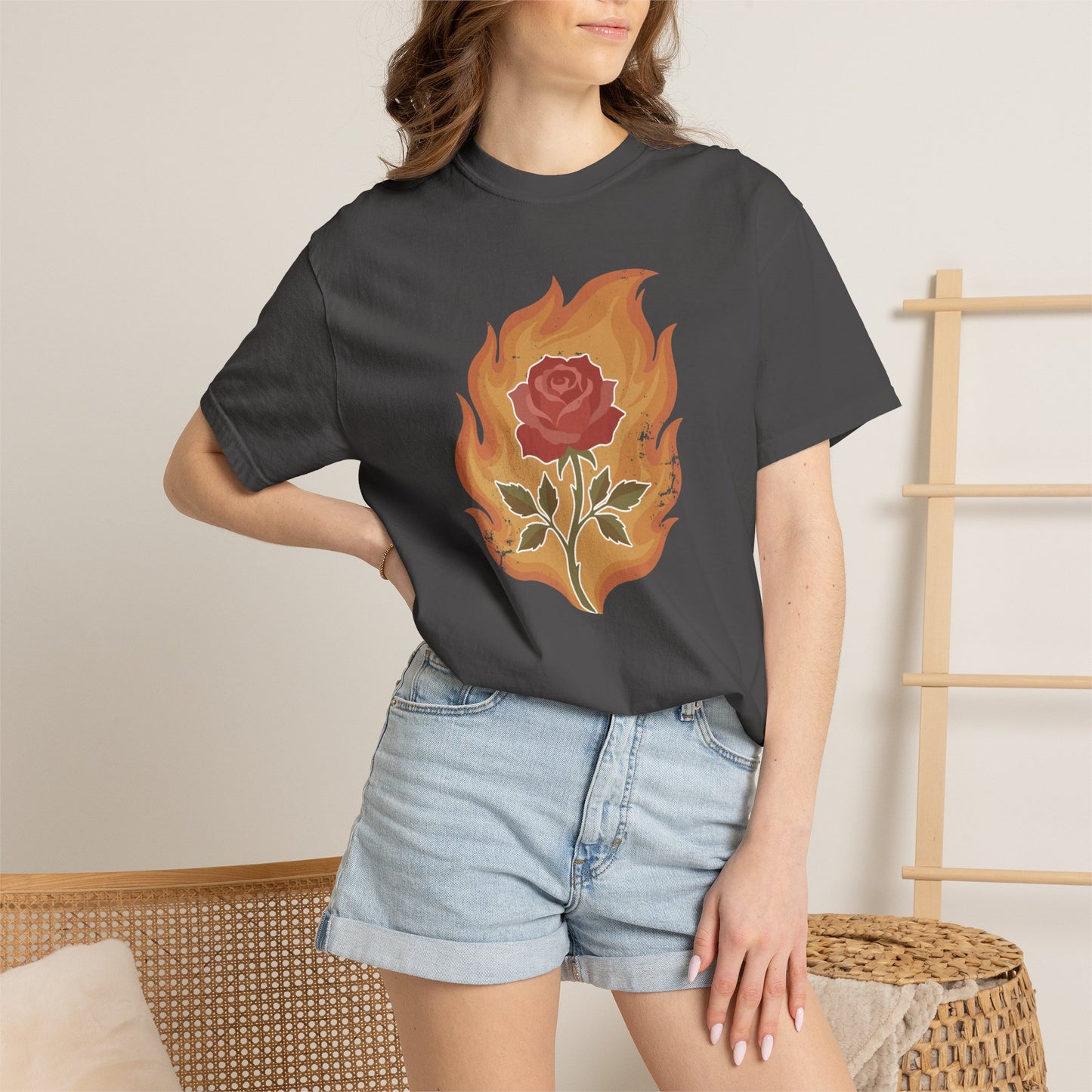 Vintage Fire Rose Comfort Graphic Tee