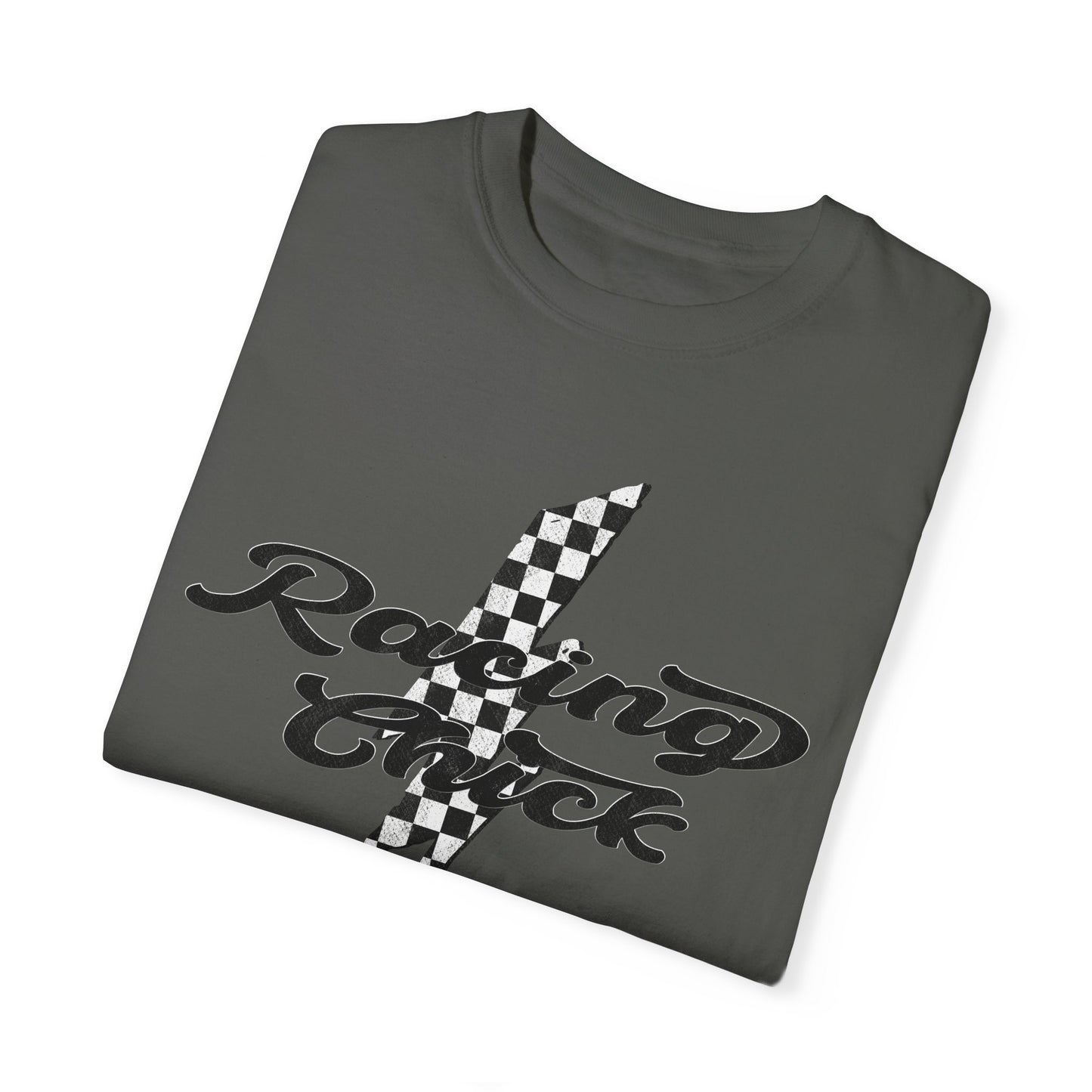 Racing Chick Black and White Check Lighting Color Comfort Tshirt