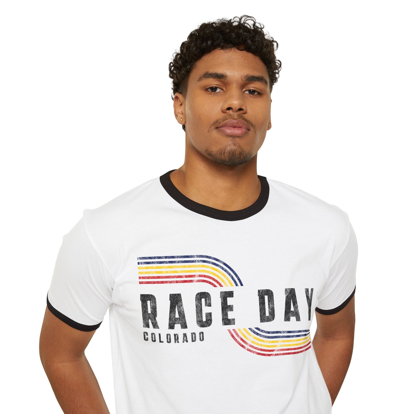 Colorado Race Day Retro Unisex Cotton Ringer T-Shirt