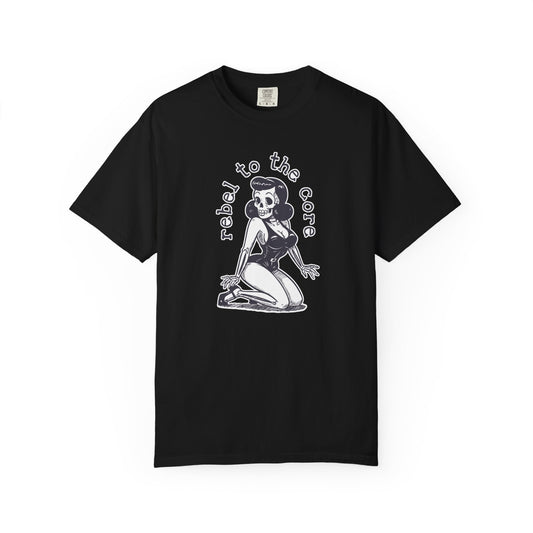 Vintage Rebel to the Core Skeleton Girl Pinup Comfort Graphic Tee