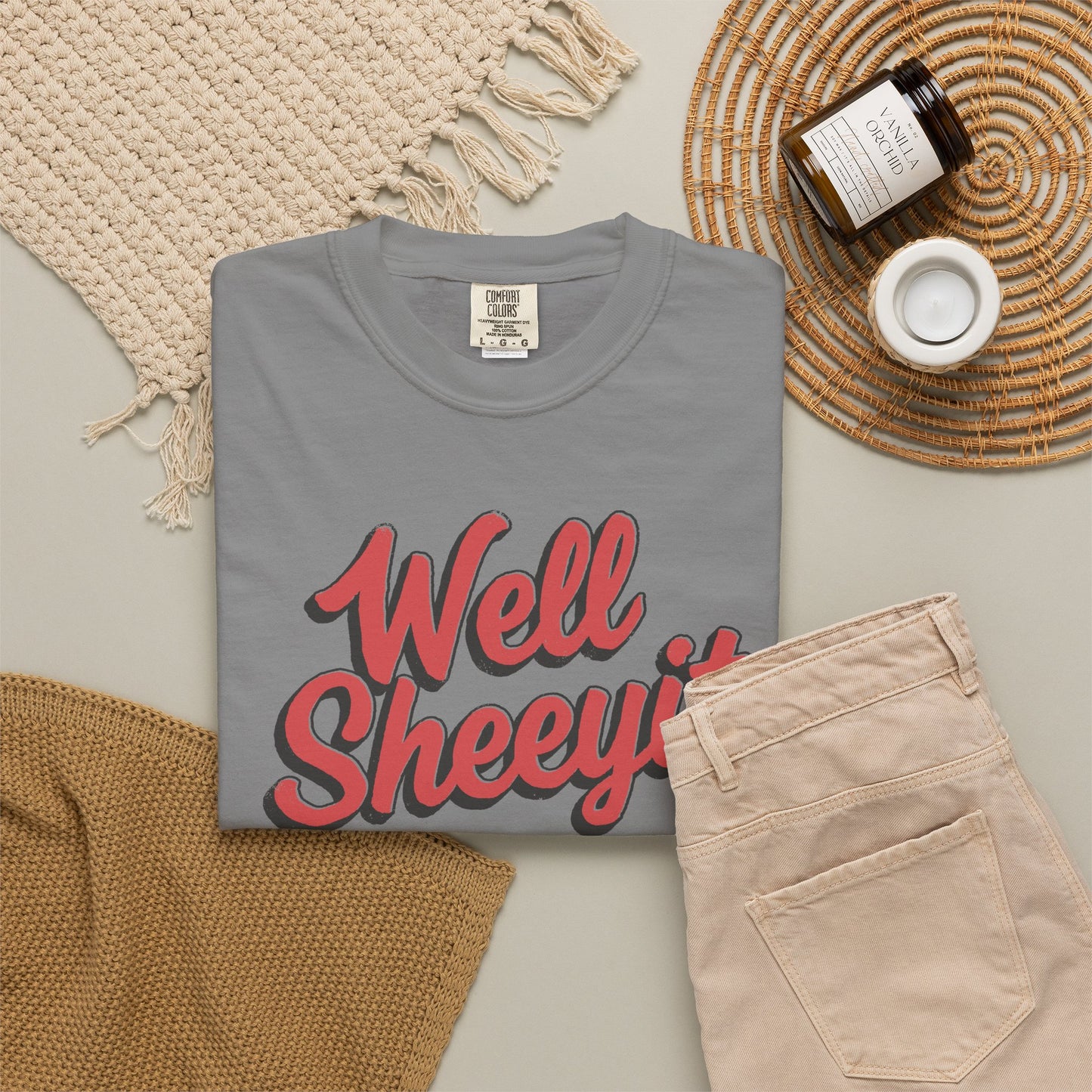 Well Sheeyit Text Humor Comfort Graphic Tee
