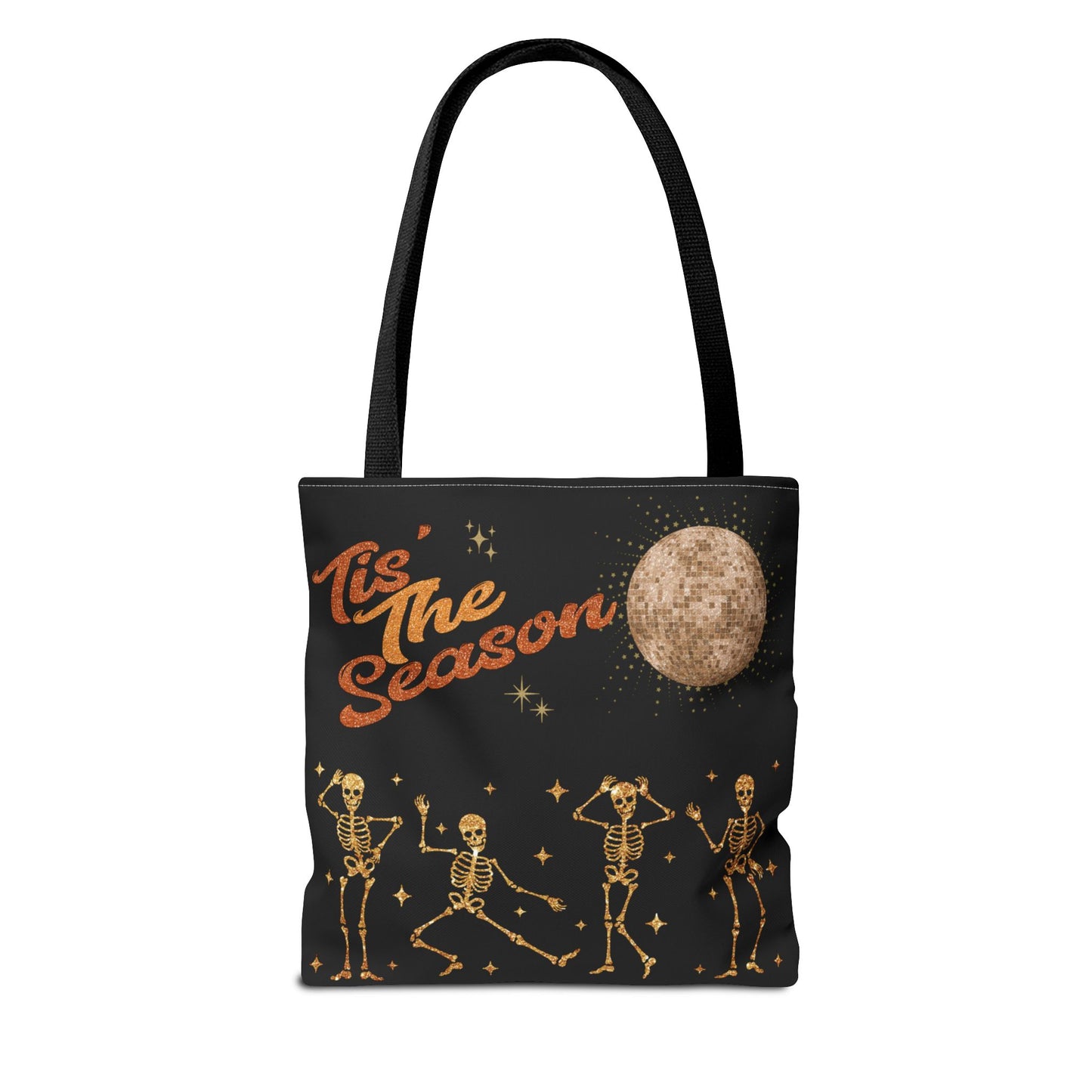 Halloween Tis The Season Disco Ball Skeleton Tote Bag 3 sizes