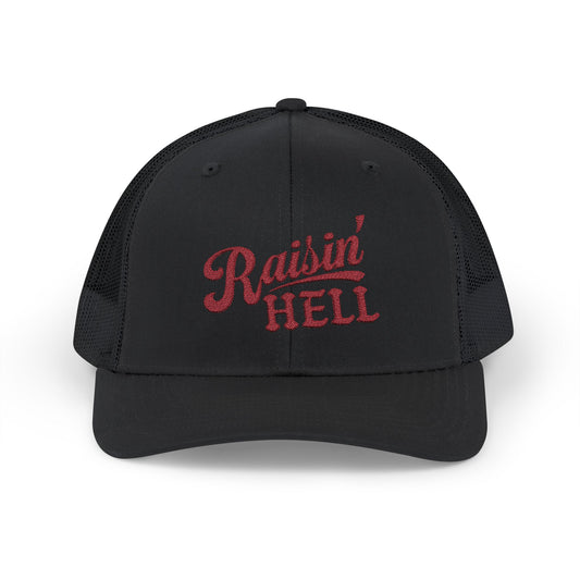 Raising Hell Embroidery Snapback Trucker Cap