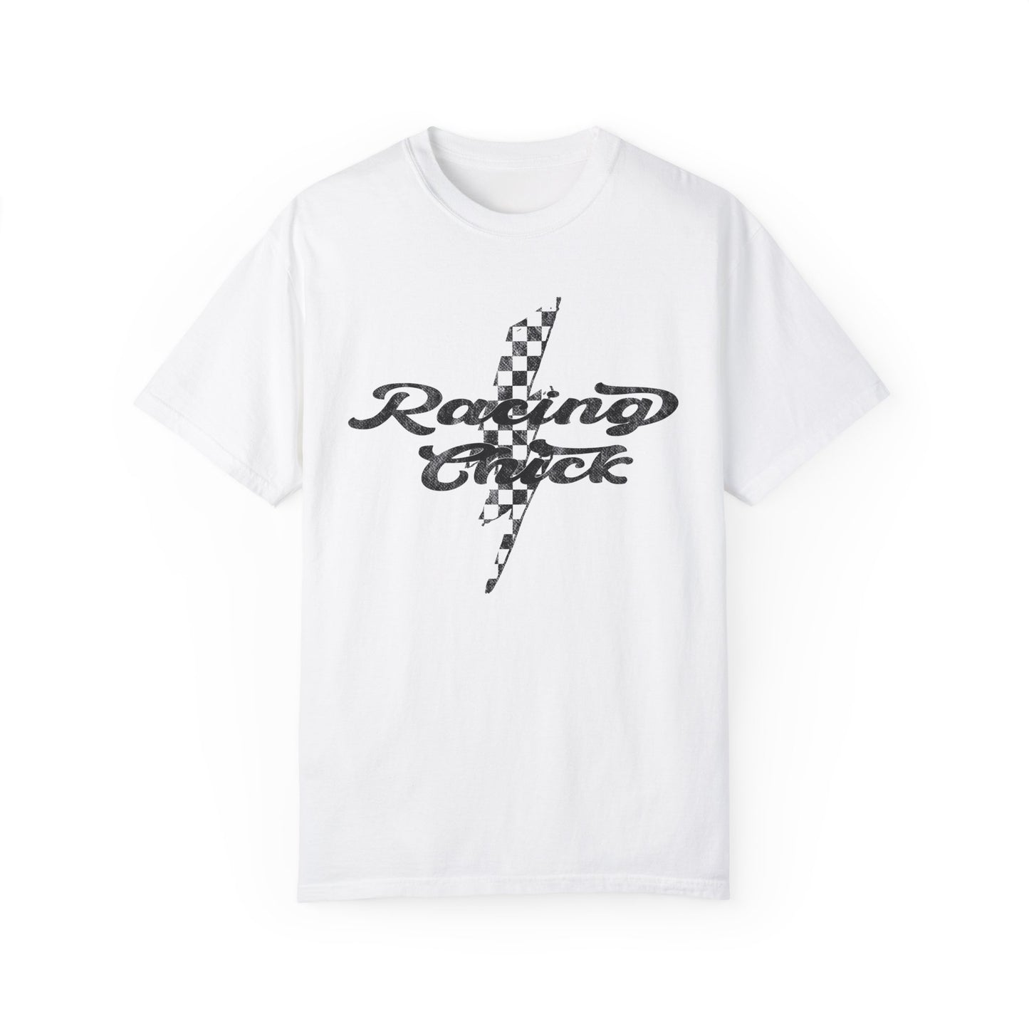 Racing Chick Black and White Check Lighting Color Comfort Tshirt