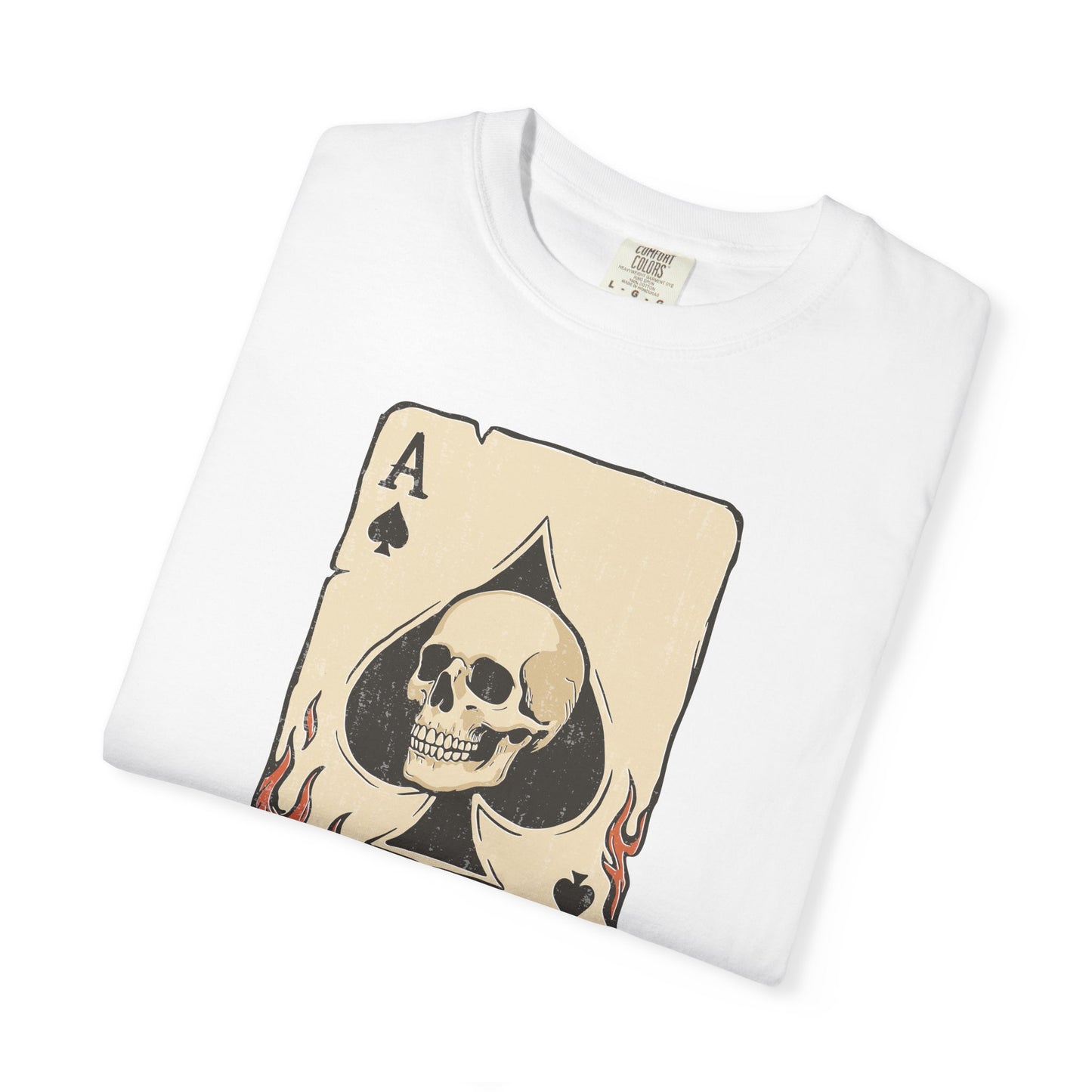 Vintage Ace Card with Skull and Flames Comfort Graphic Tee
