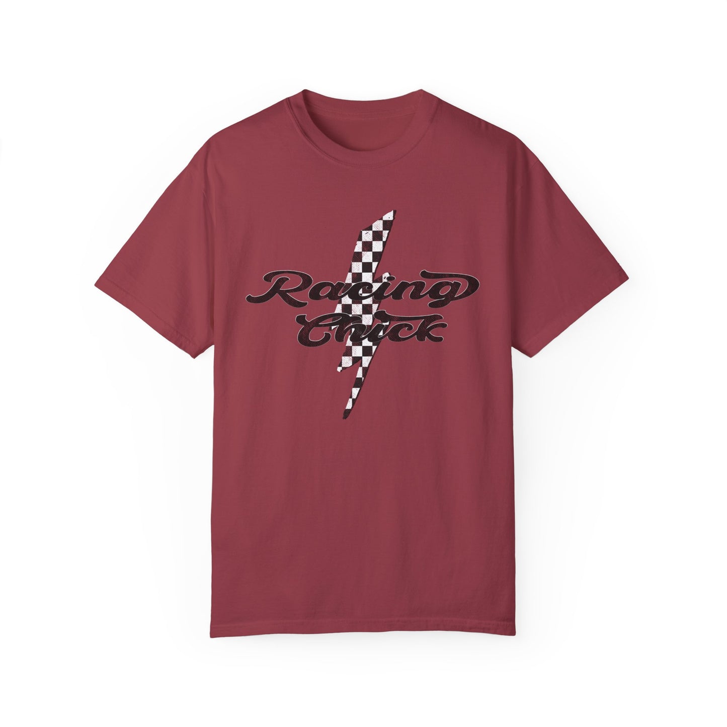 Racing Chick Black and White Check Lighting Color Comfort Tshirt