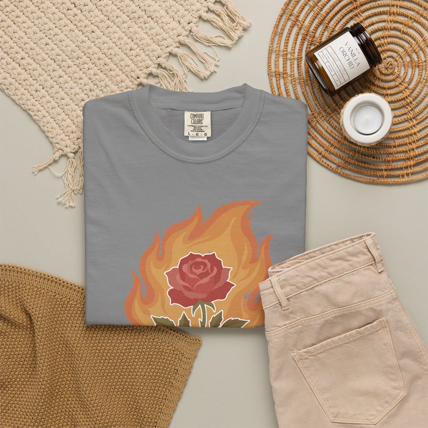 Vintage Fire Rose Comfort Graphic Tee
