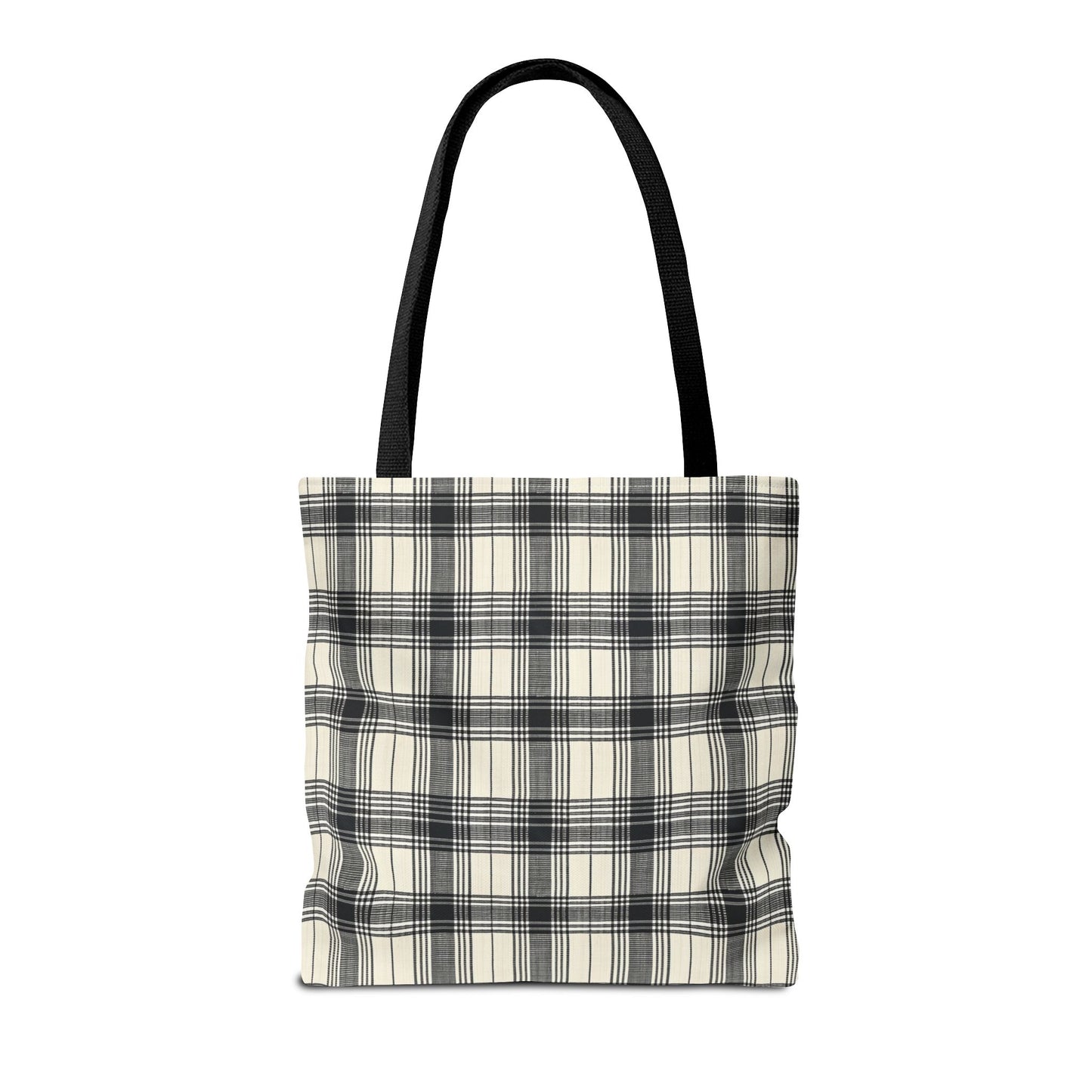 Black and Tan Plaid Tote Bag 3 sizes