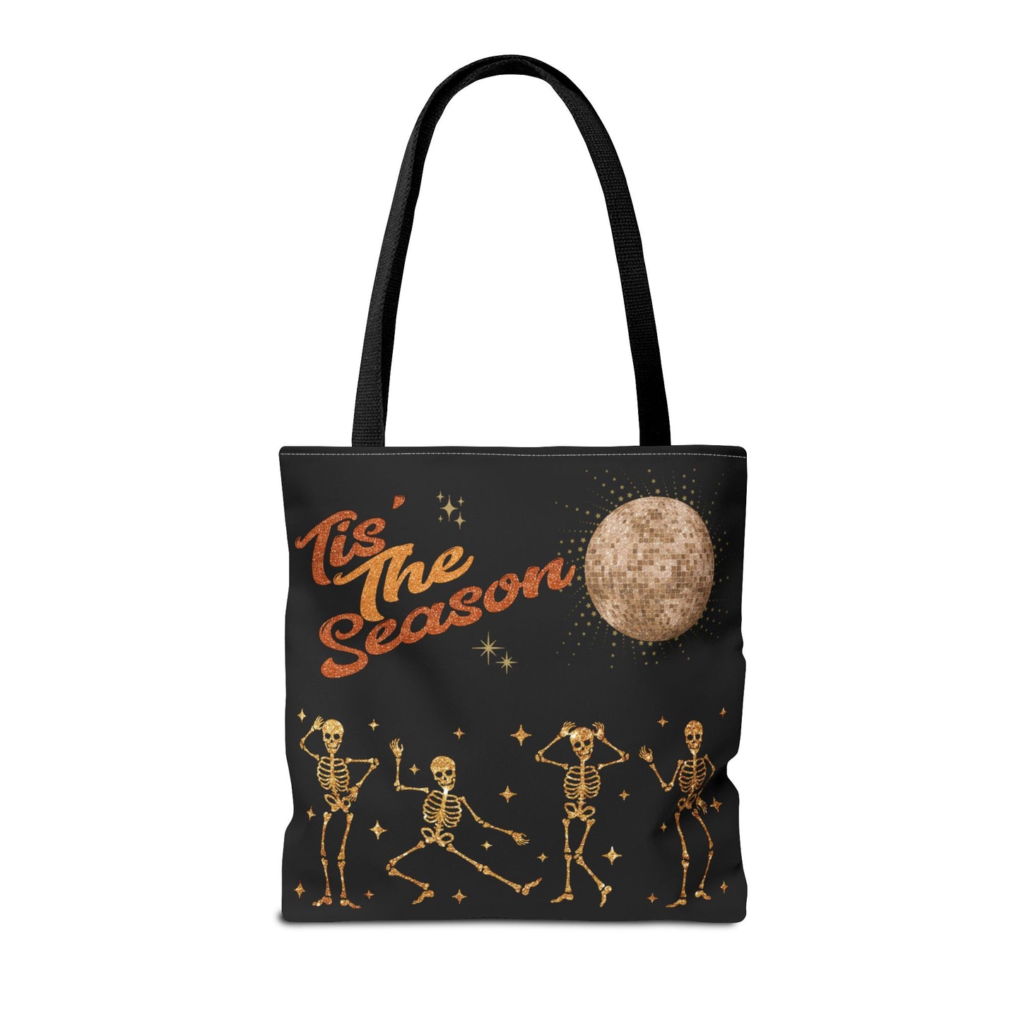 Halloween Tis The Season Disco Ball Skeleton Tote Bag 3 sizes