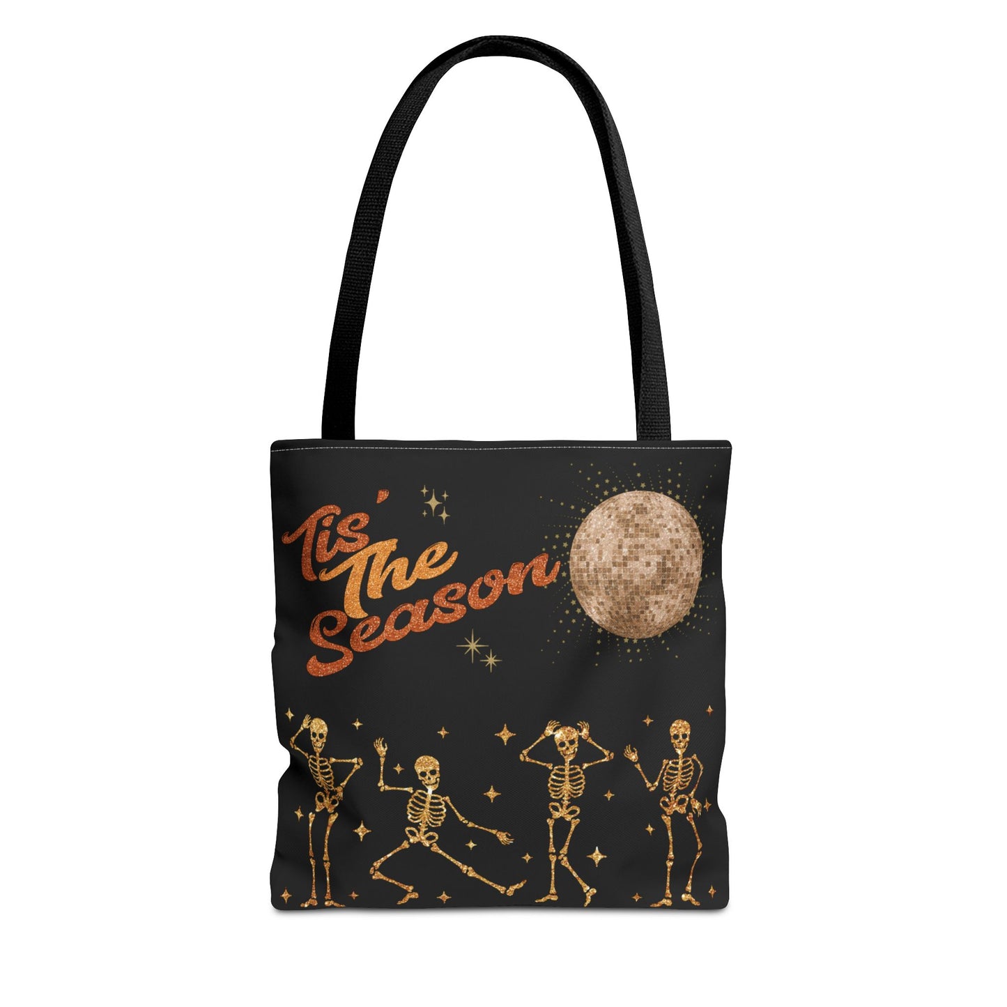 Halloween Tis The Season Disco Ball Skeleton Tote Bag 3 sizes