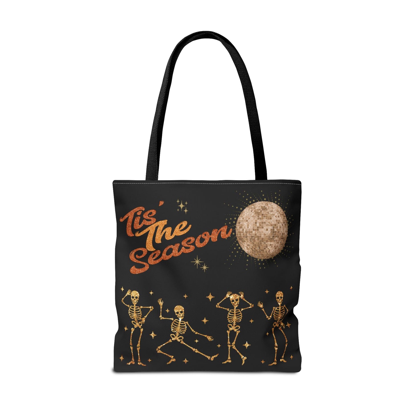 Halloween Tis The Season Disco Ball Skeleton Tote Bag 3 sizes