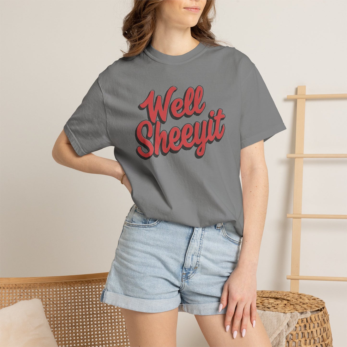 Well Sheeyit Text Humor Comfort Graphic Tee
